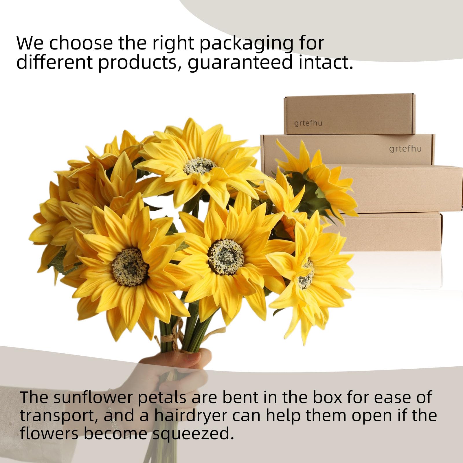 Girasoles Künstliche Sonnenblumen, für Damen oder sie, Sonnenblumen-Dekoration für Zuhause, Kranz oder Tischdekoration, Gelb, 15 Stück