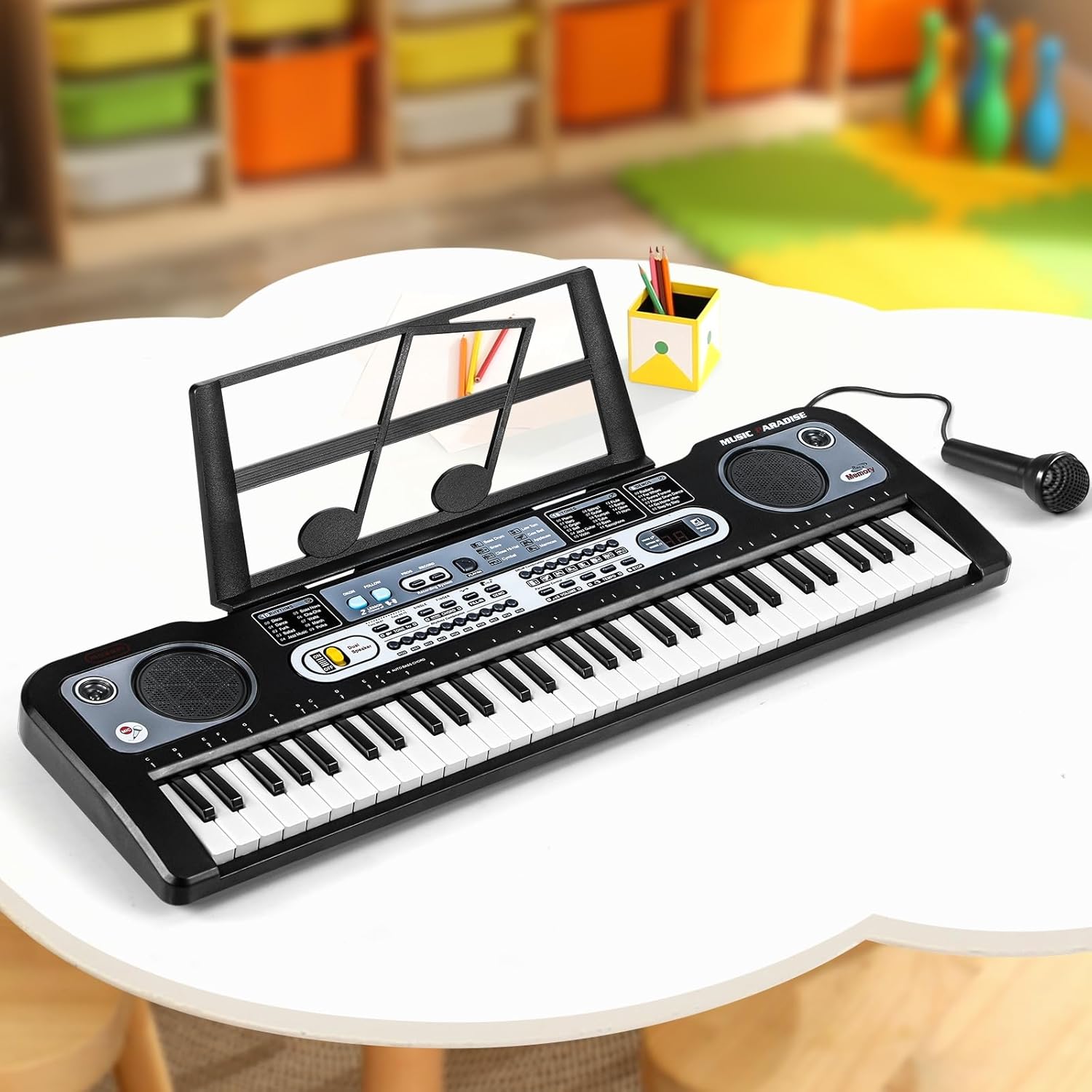 Mazam 61 Keys Electronic Kids Keyboard with Microphone Holder Portable