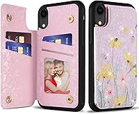 Vista 20 de UEEBAI Funda tipo cartera para iPhone 15 Pro Max con tarjetero, cubierta de cuero PU con soporte, bloqueo RFID, doble cierre magnético, relieve