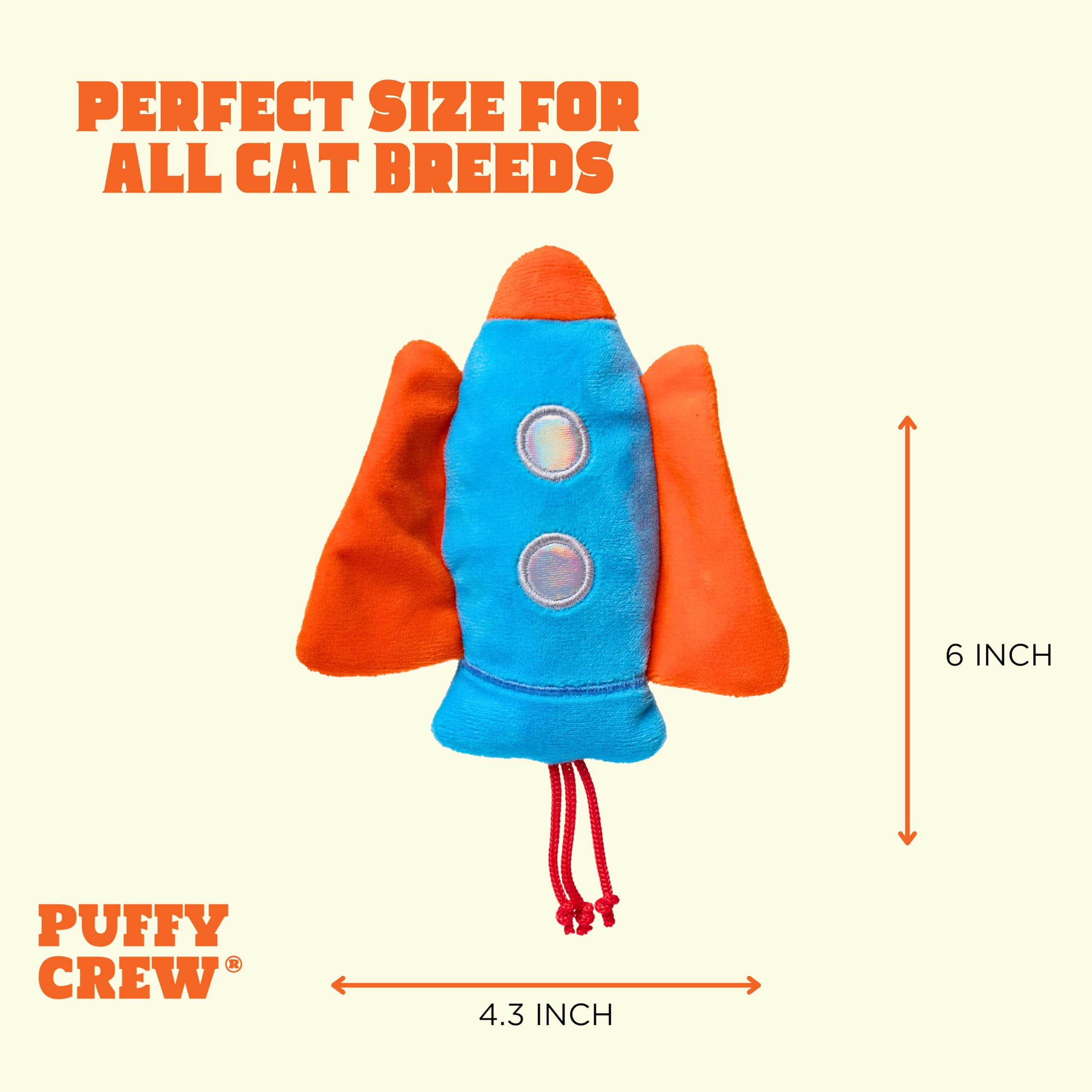 Juguete interactivo de peluche para gatos con hierba gatera, tema de viaje espacial, 5 pulgadas, para gatos de todos los tamaños de razas (nave espacial)