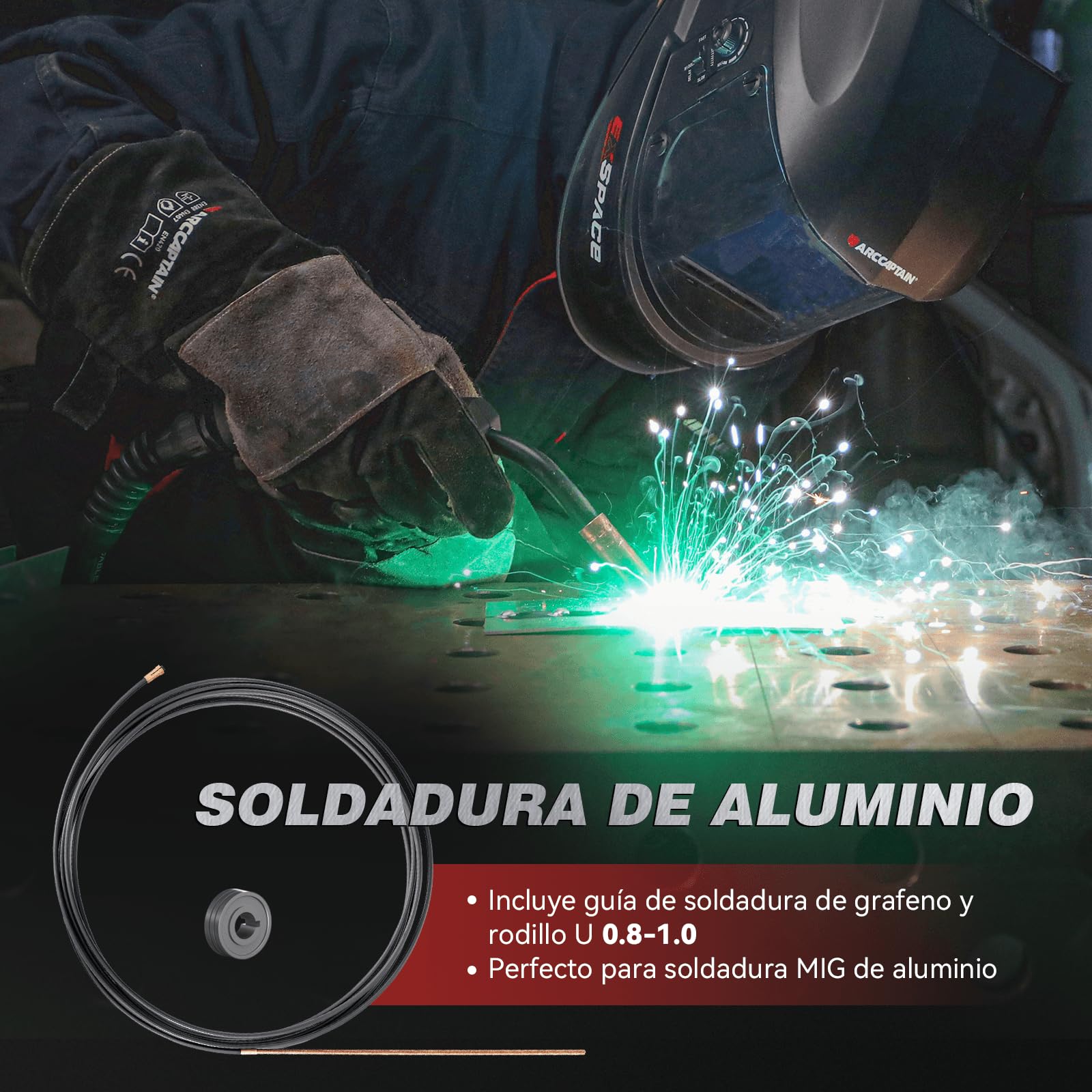 ARCCAPTAIN 205A Soldador Maquina de Soldar 6 en 1 con control APP iControl Sin Gas MIG/Gas MIG/MMA E-Hand/Lift TIG/Compatible con Spool Gun/Soldadura por puntos, Soldador Inverter IGBT 230V