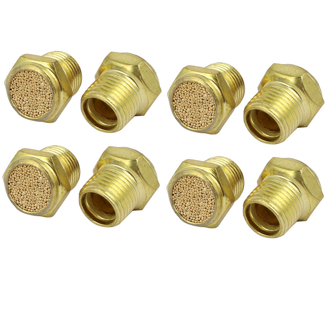 sourcingmap G1/8 Male Thread Flat Top Pneumatic Silencers Mufflers Noise Deadeners 8pcs