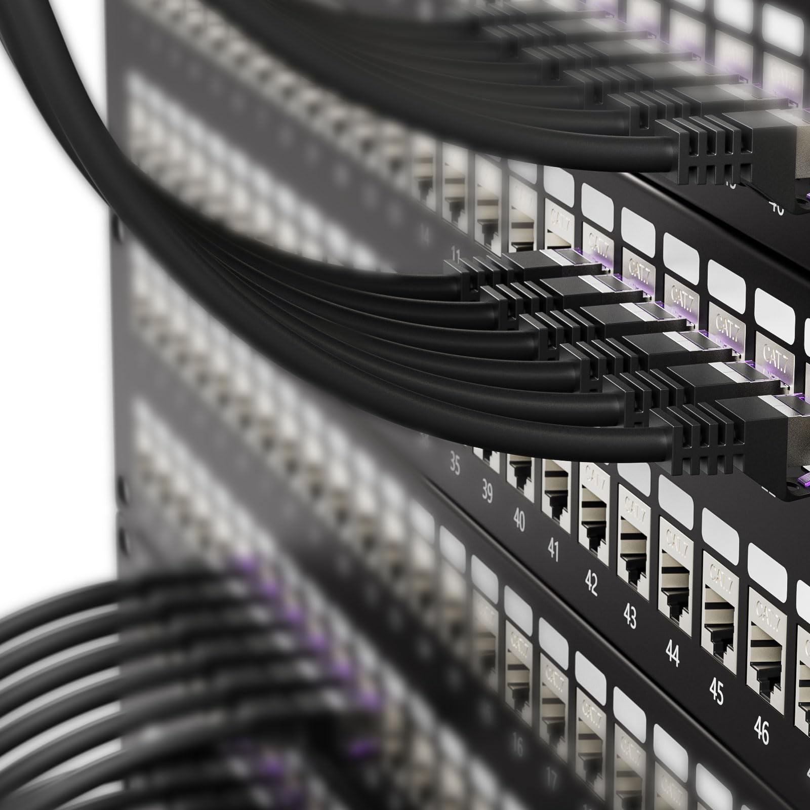 FGB Câble patch 10 Gbit/s 0,5 m x 20, câble réseau RJ45 CAT 7 - Noir | Câble Ethernet SFTP PIMF en cuivre - 50 cm - Organisation d'armoire réseau - Câble LAN DSL court CAT7 CAT6 CAT5