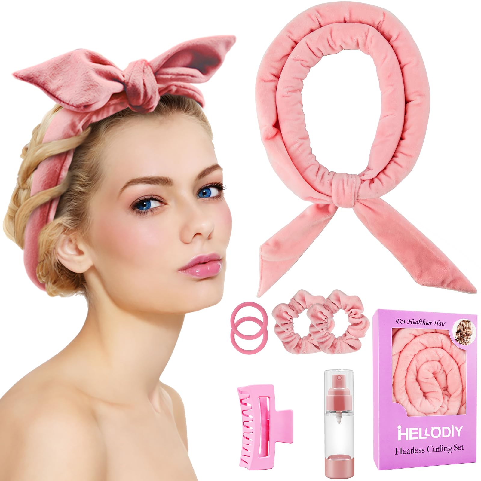 Heatless Curls Headband, Upgraded 67" Extra Long Heatless Curling Rod Headband Soft Heatless Hair Curler,Overnight Hair Curlers to Sleep In