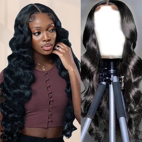 OCHiC Pelucas de cabello humano con cierre de encaje HD de 5 x 5, densidad del 180 %, sin pegamento, pelucas de cabello humano prearrancado sin