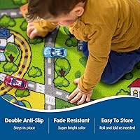 Vista 3 de Booooom Jackson Alfombra Infantil de Tren y Ciudad - Antideslizante, Lavable, Pista de Carreras de Coches para Niños y Niñas