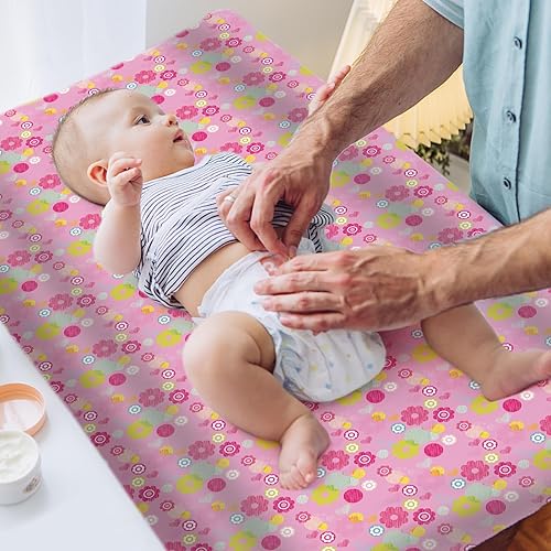 Miniatura 7 de Funda impermeable para cambiador de pañales para bebés niños y niñas, portátilmini microfibra suave (flor rosa)