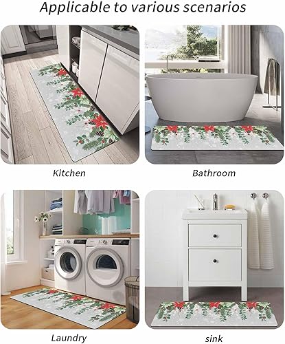 Miniatura 6 de Tapete de baño de Navidad para bañera, antideslizante, de secado rápido y absorbente, tierra de diatomeas, fregadero, dormitorio, cocina, tapete