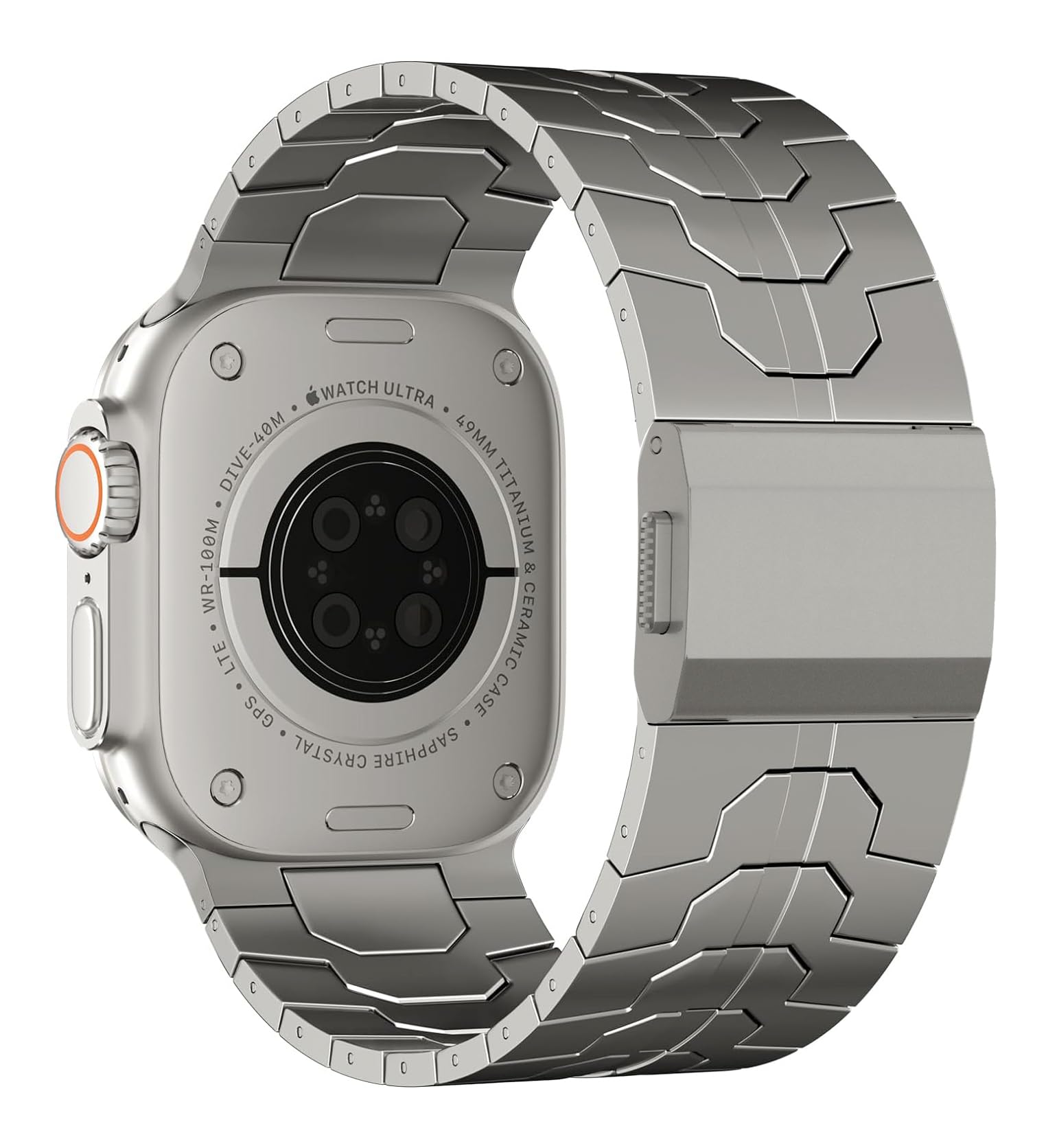 100% Pure Full Titanium Band Compatible with Apple Watch Ultra / Ultra2 Band 49mm 46mm 45mm 44mm, Adjustable Titanium Links with Magnetic Clasp Connectors DLC