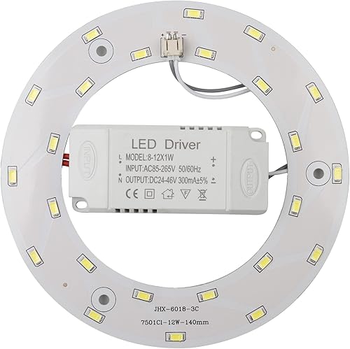 Kit de reacondicionamiento de luz de ventilador de techo de 12 W, lámparas de techo LED circulares anulares redondas de repuesto blanco cálido