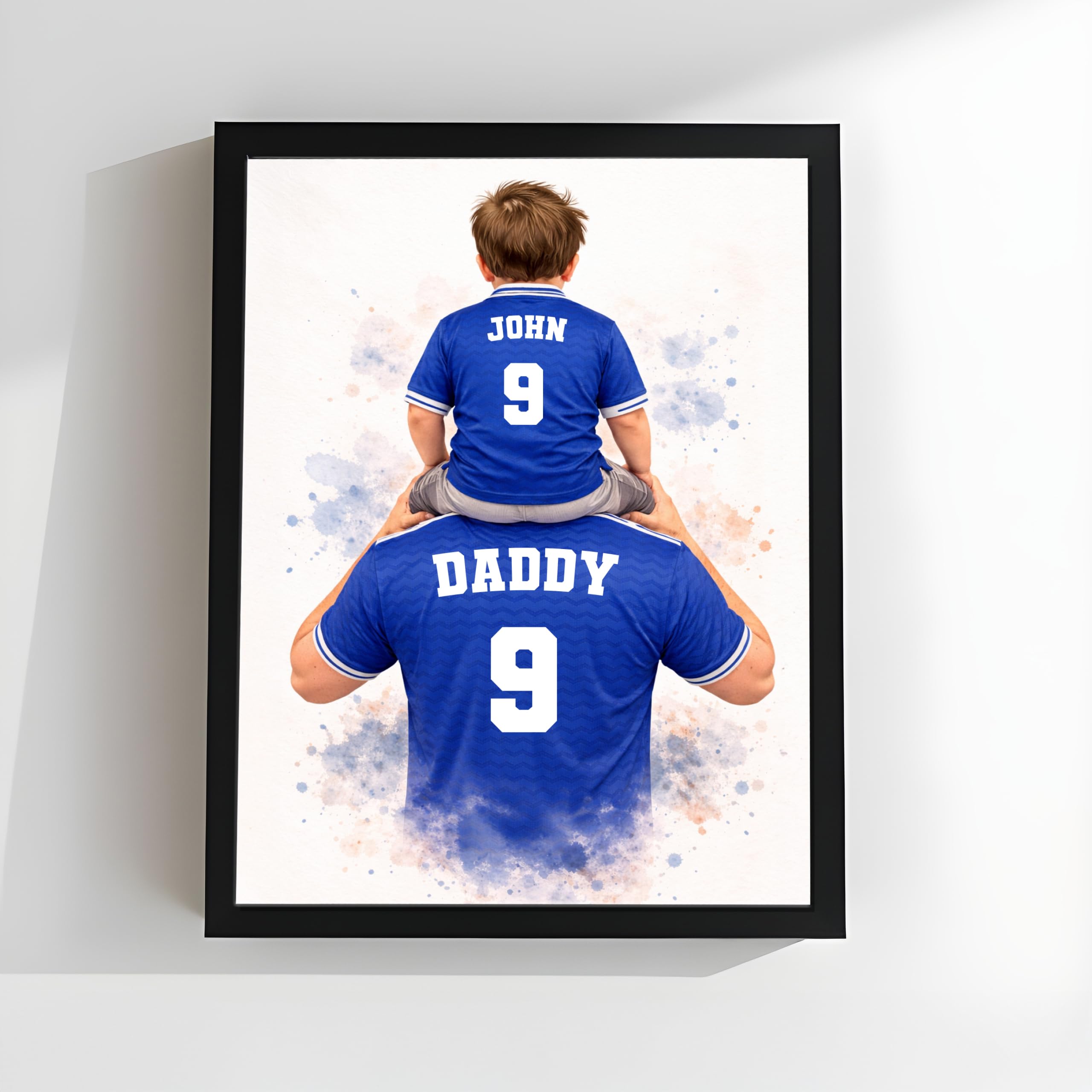 Star Online Frame Personalised Father’s Day Football Gifts For Dad Custom Team Name Poster Wall Art, Favourite Team Keepsake For Daddy Grandad Stepdad From Son Daughter (Frame)