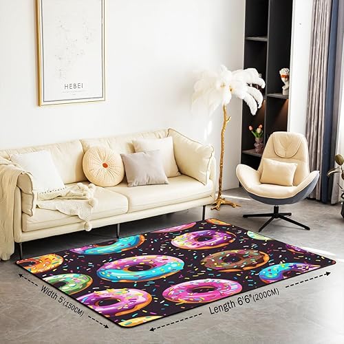 Miniatura 2 de Donuts - Alfombra decorativa de donas de chocolate, alfombra de sala de estar, decoración de postres caprichosos de dibujos animados, decoración de