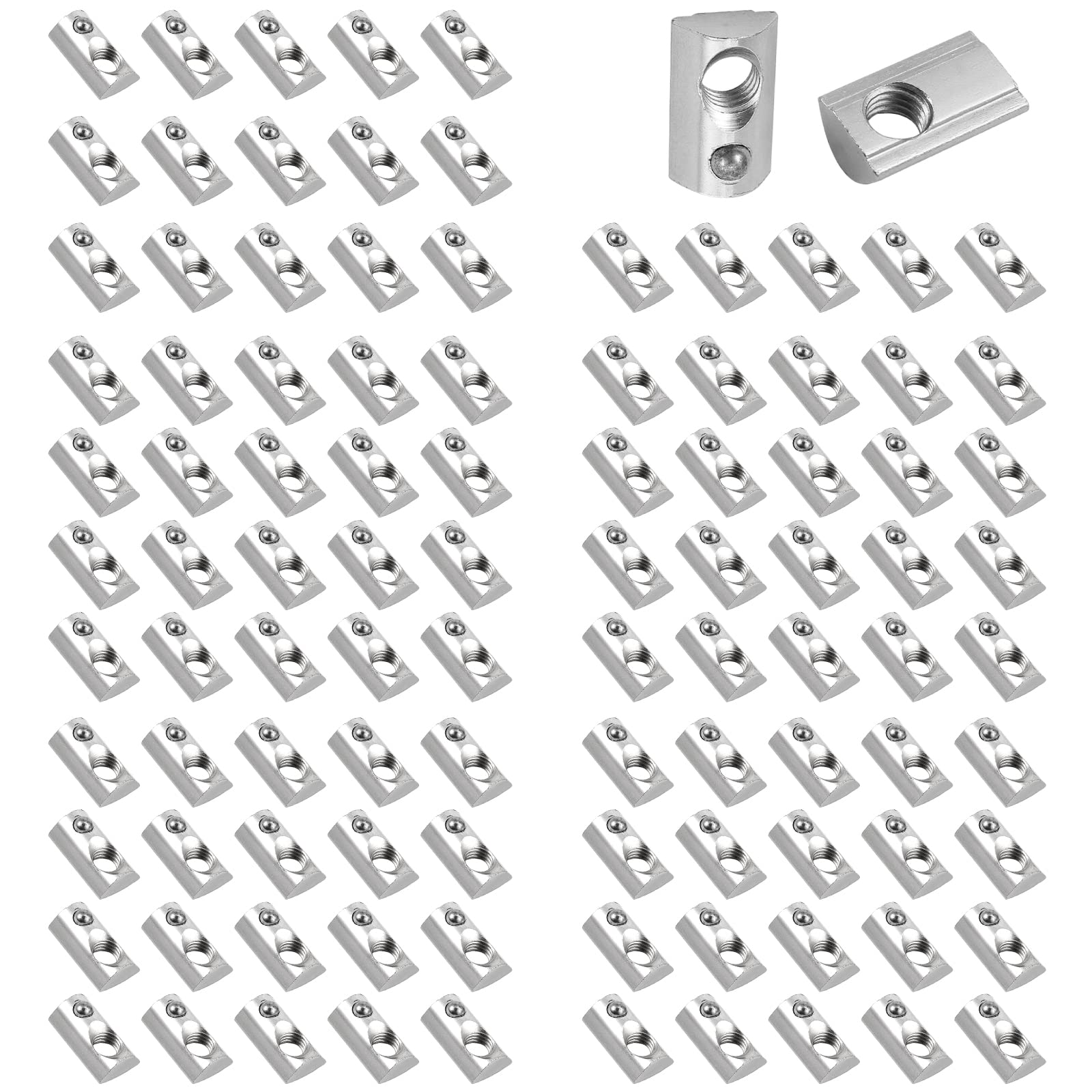 GETLITOOL 100x Nutensteine mit Zentrierung Kugel M6 Nutmuttern, Aluprofil 3030 Nut 8 einschwenkbar Hammermutter mit Kugel schwer Typ I, Stahl verzinkt für Euro-Standard 3030 3060 Aluminium Profilen