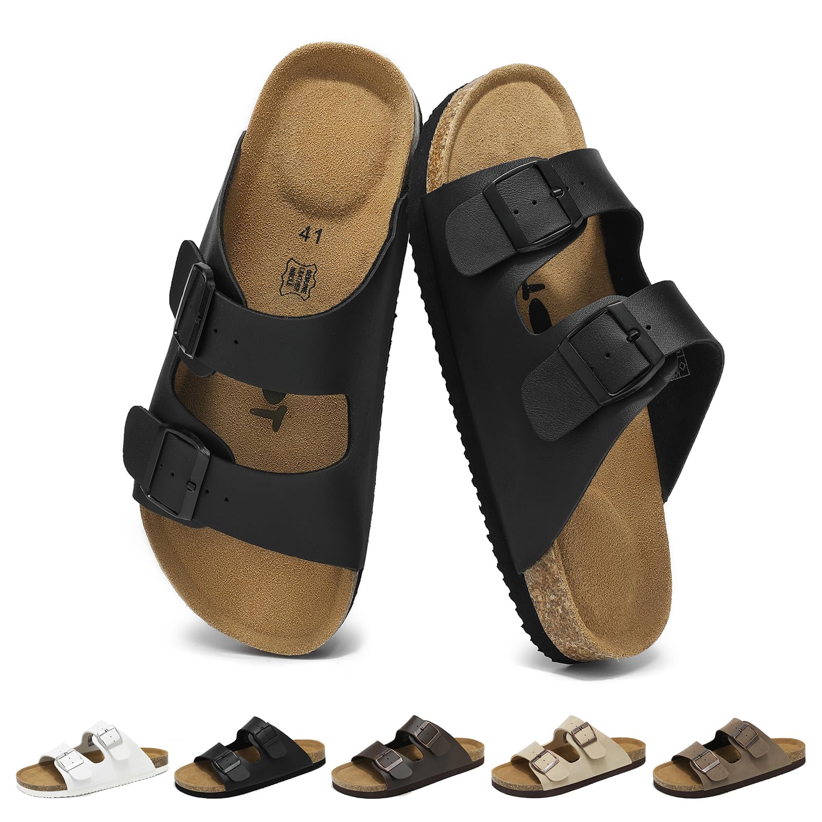 Wizshoe Sabot Sandali Uomo Ciabatte e Pantofole Comode con Plantare in Sughero Cinturini Regolabili Antiscivolo per Casa Giardino Interno Esterno 41–46 EU