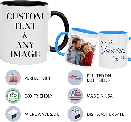 Miniatura 6 de Taza de café personalizada  Taza con foto personalizada con texto, imagen y logotipo, regalos personalizados para el día de San Valentín,