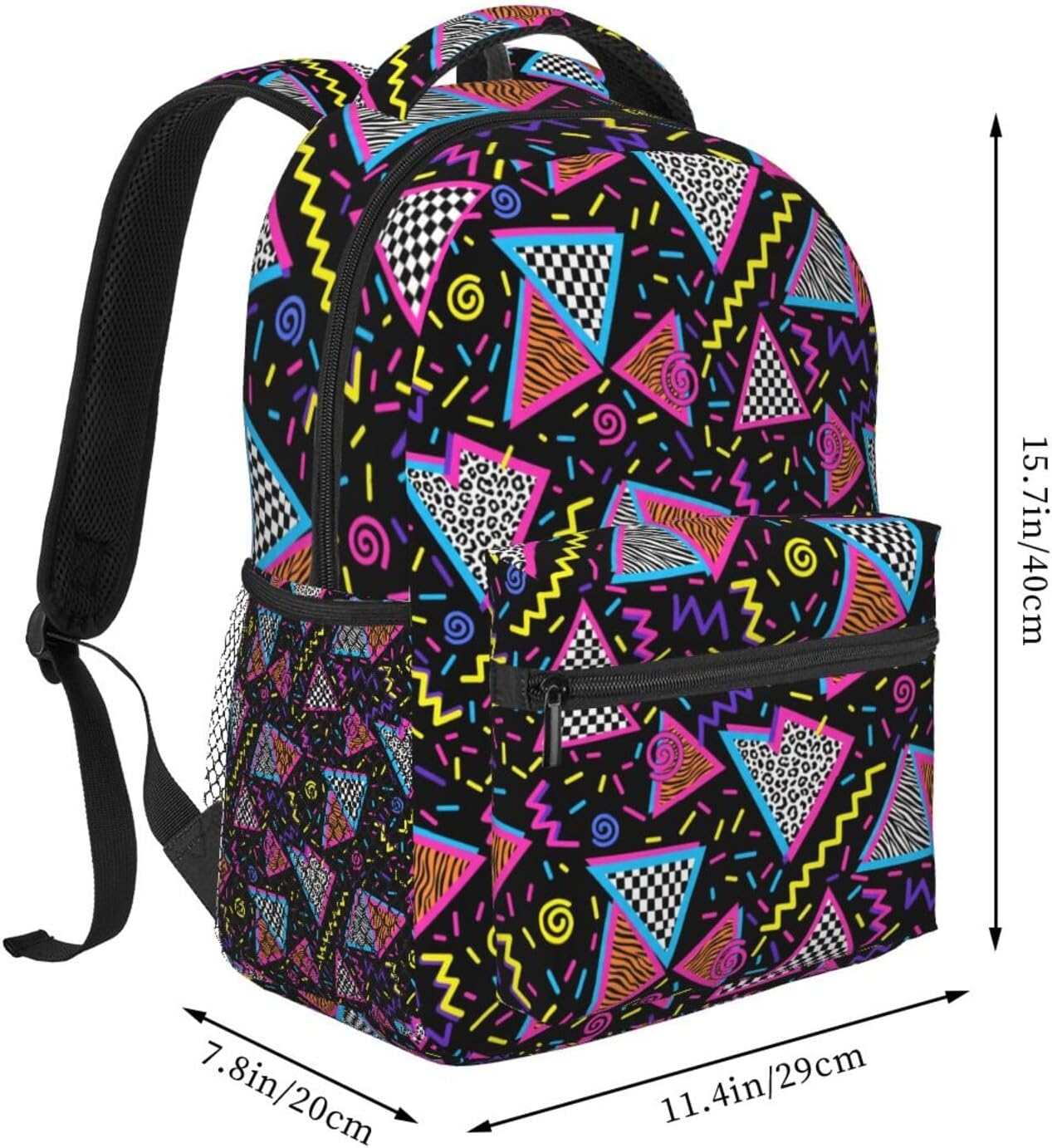 Funny 80S 90S Pattern Backpack Casual Hiking Camping Travel Backpacks Lightweight Daypack Bag Women Men Bookbag
