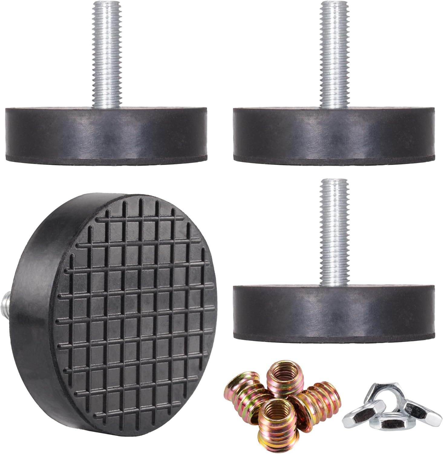M8 Rubber Adjustable Leveling Feet Heavy Duty, 2" Base Dia Furniture Levelers for Table Chair Cabinet Sofa (1600LBs, 4 Pack, Black)