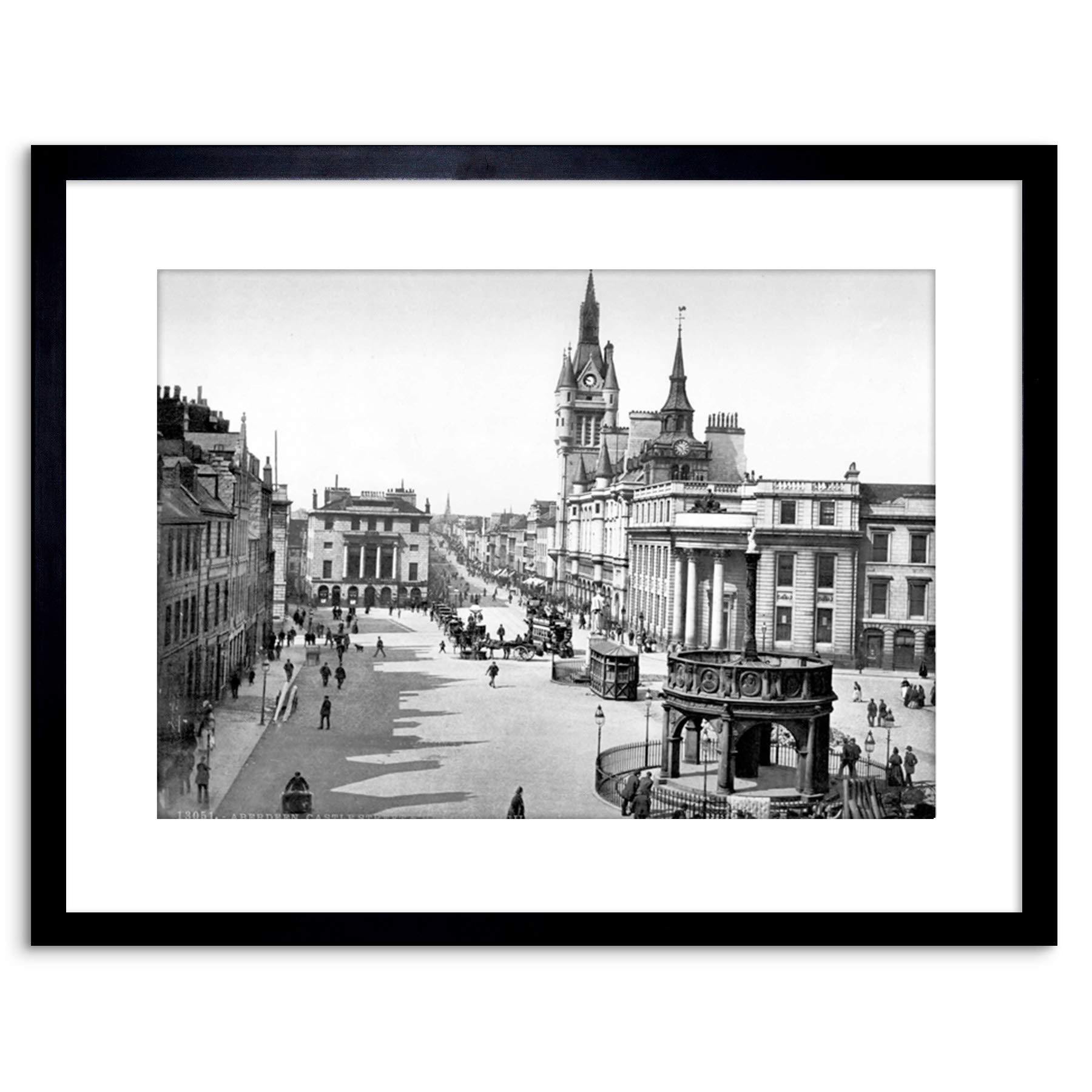 Wee Blue Coo 9x7 '' ABERDEEN CASTLE STREET SCOTLAND OLD BW PHOTO FRAMED ART PRINT F97X032