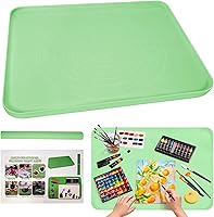 DTOMCD Large 24x19.5 Inch Silicone Craft Mat with Raised Edges - Non-Stick Art Mat for Painting, Resin, Jewelry Beading, Playdough, Green