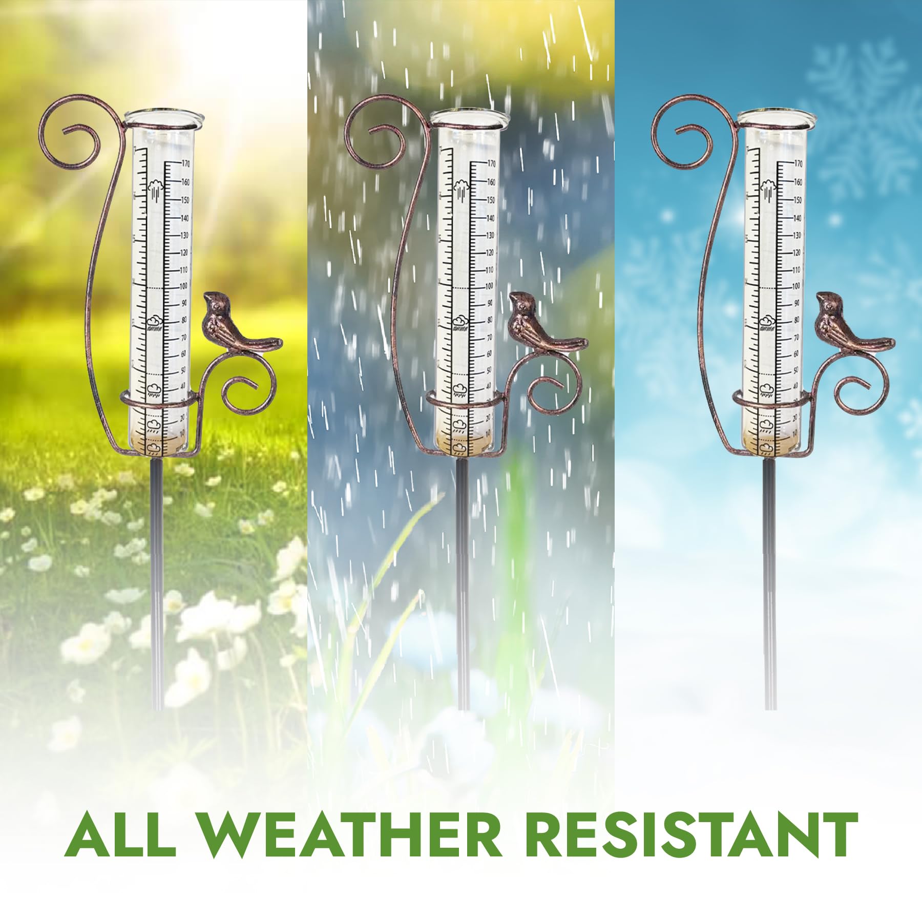 Regenmesser – Regenmesser für Garten – Frostbeständiges Glas – Niederschlagsmesser – Flexibel platzierbar – Gartendeko – Geschenk für Gartenliebhaber
