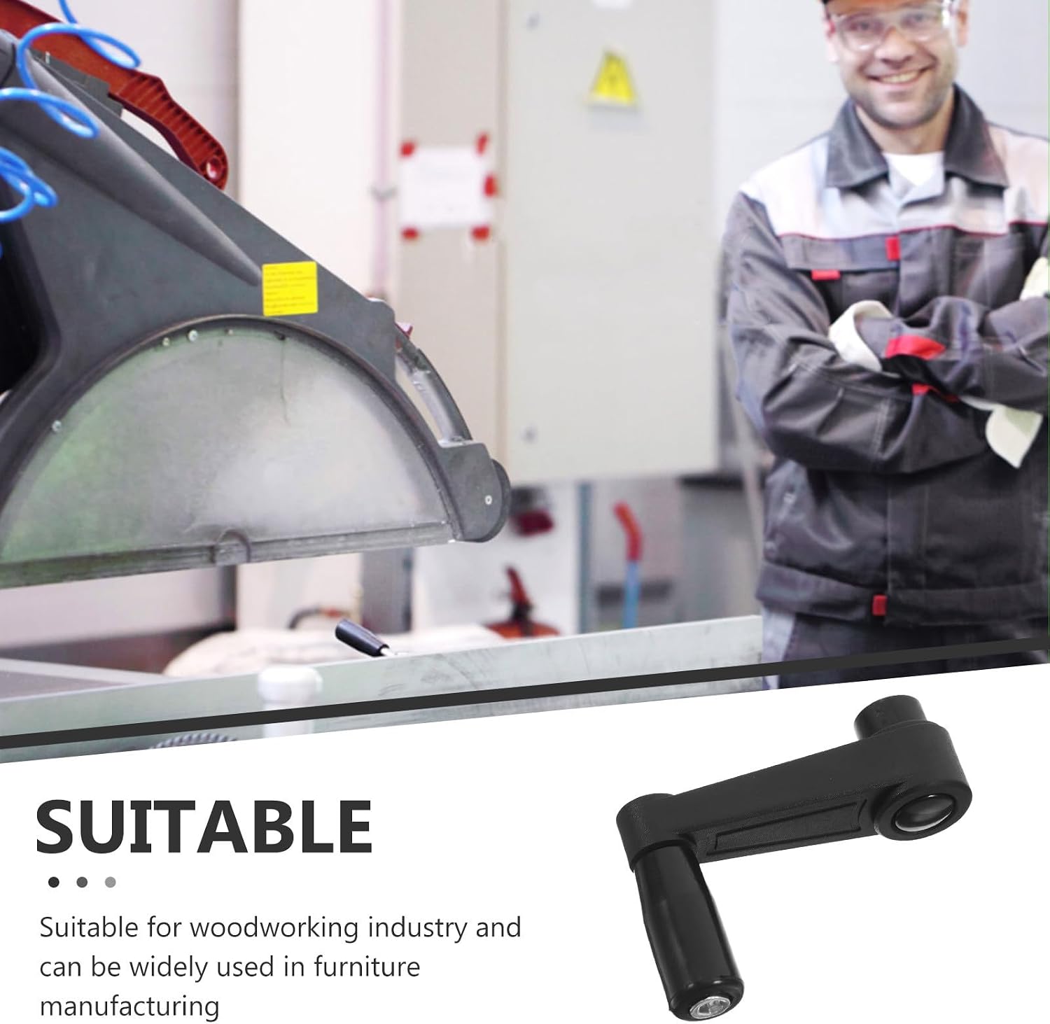 OUNONA Black Nylon Crank Handle with Hole Revolving Grip
