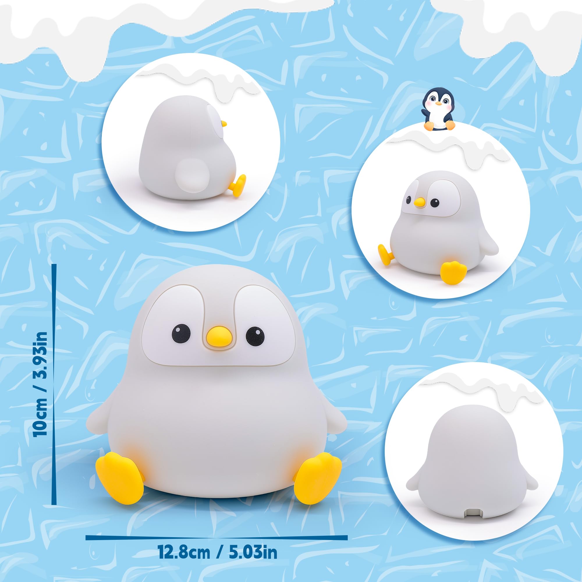 YuanDian Cute Penguin Night Light – Soft Silicone Touch Lamp For Kids, Babies, And Adults – Great Gift For Christmas Or Birthdays