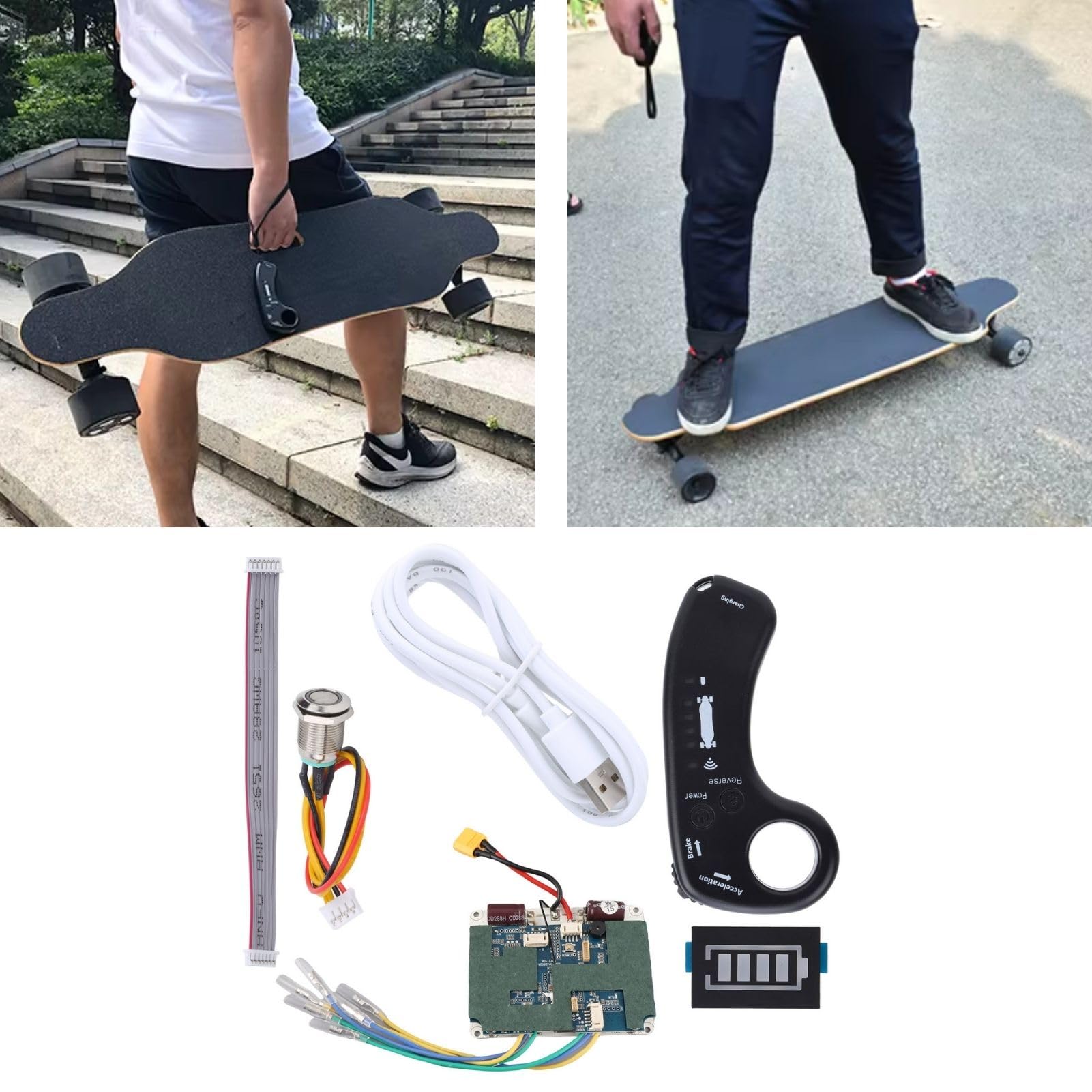 Kit Telecomando Controller per Skateboard Elettrico, 36V 10S 12A Longboard Elettrico Sinusoidale Dual Drive Hub Motor Controller Scheda Madre ESC con Telecomando