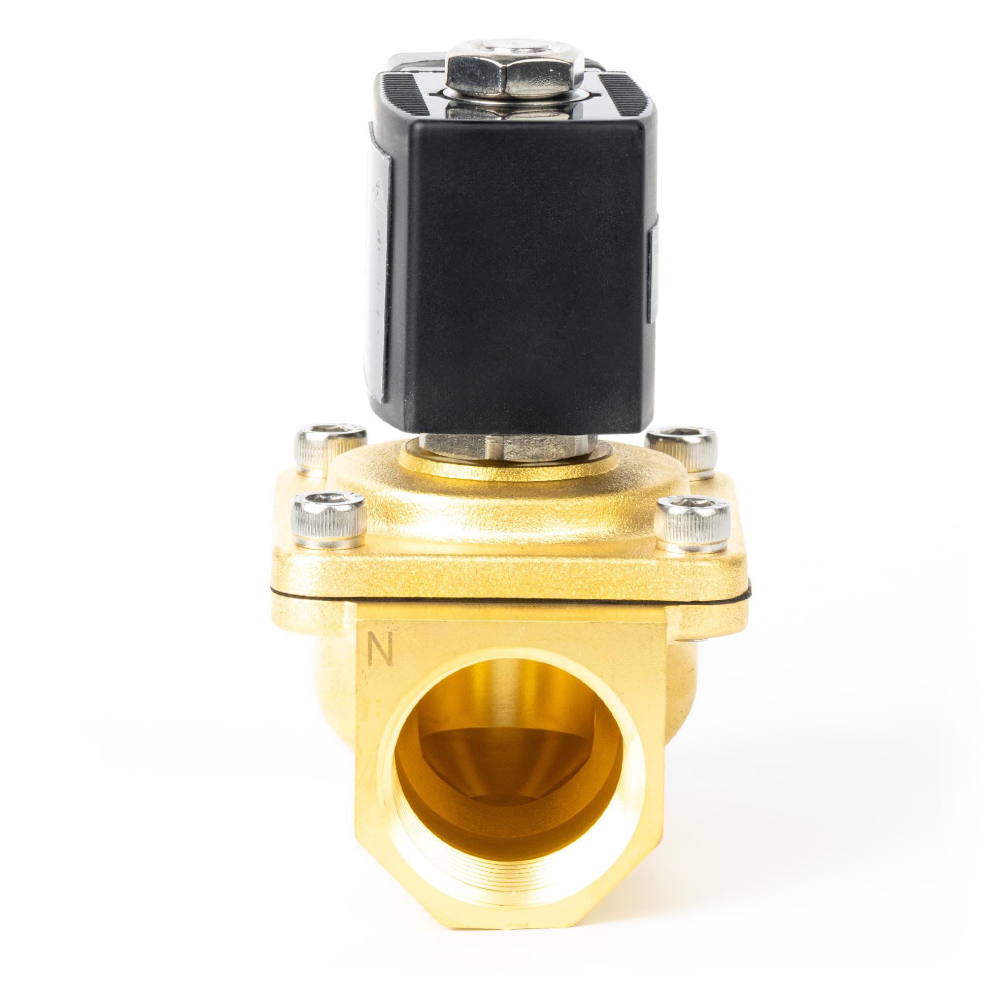 U.S. Solid Válvula solenoide de 1 pulgada, latón CC 12 V con sello Viton, normalmente cerrada, tipo caja de conexiones, rosca G