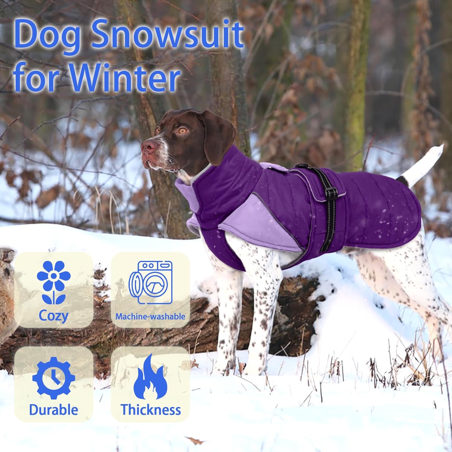 MIGOHI Waterproof Dog Winter Coat - Thick Dog Fleece Jacket with Reflective Strips, Warm Winter Snowsuit Sweater for Small Dogs,Machine Washable,French Bulldog,M,Purple
