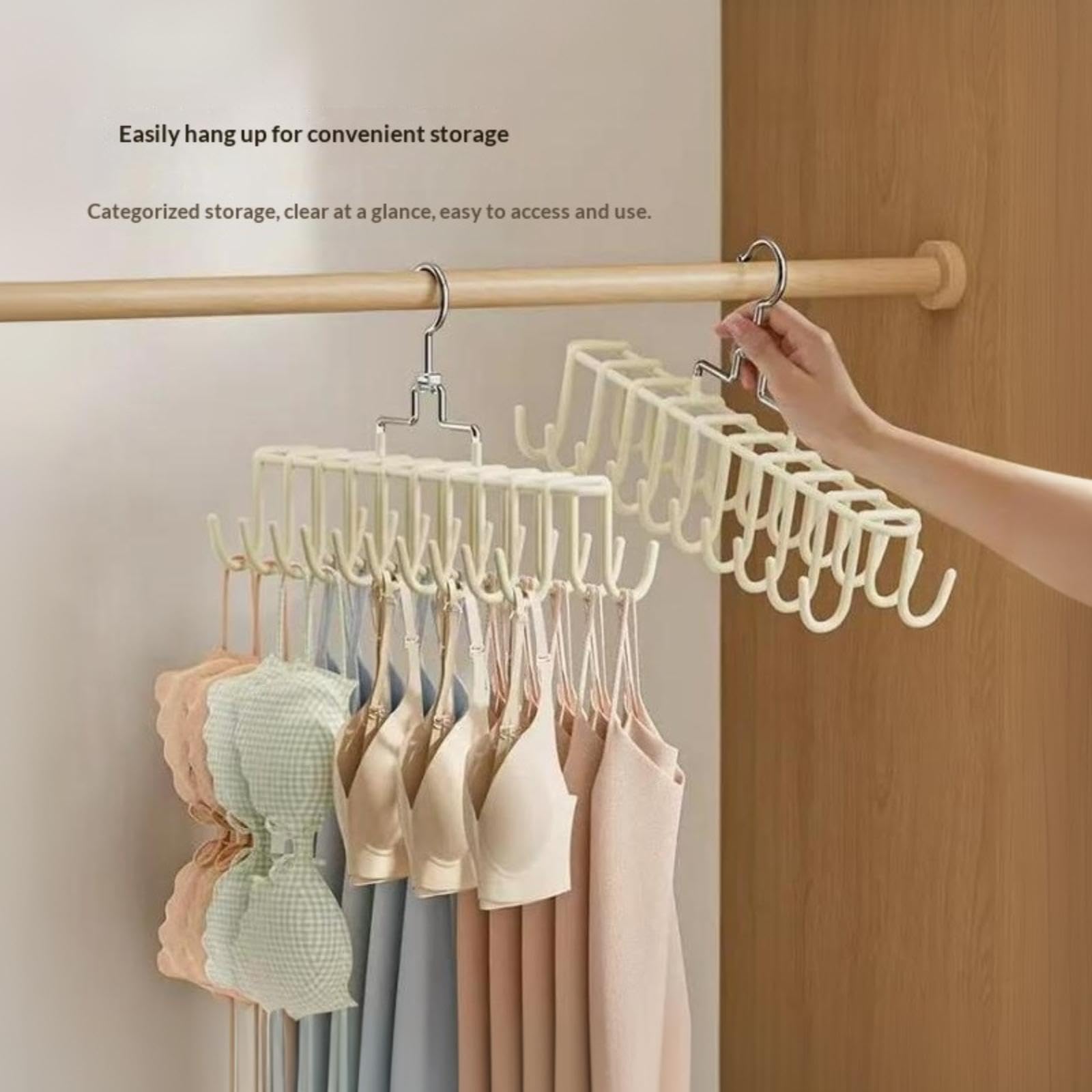 Grucce multiple a sospensione per intimo e canottiere, accessorio salvaspazio per armadio della camerata, appendino multifunzionale, ripiano porta-borse