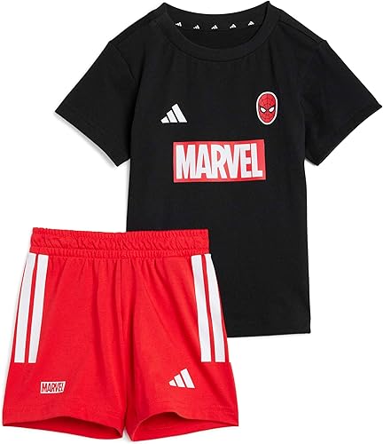 adidas Unisex-Baby Marvel Spider-Man T-Shirt Set, Black/White, 2 Years