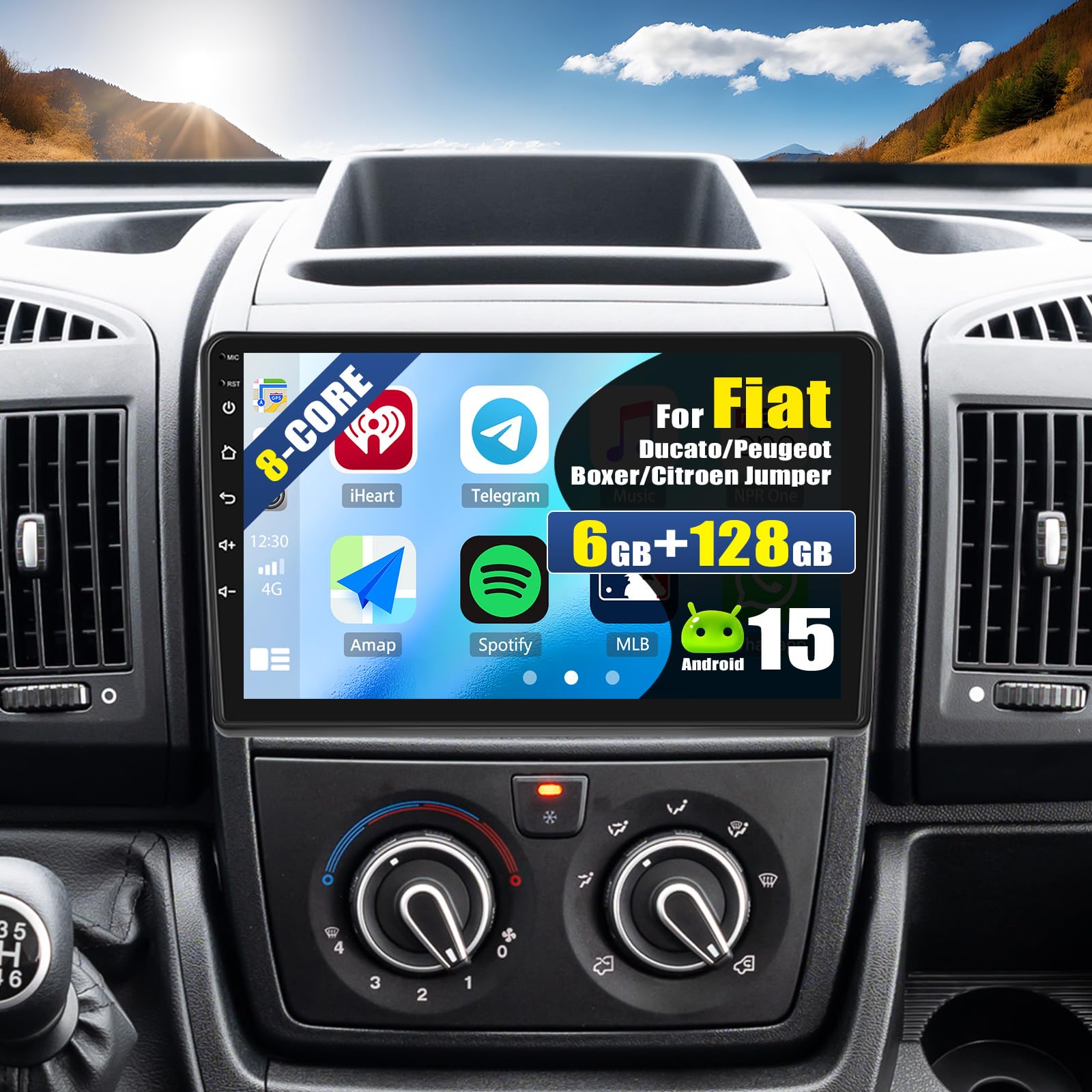 [6+128G 8-Core] CAMECHO Android 15 Autoradio per Fiat Ducato/Peugeot Boxer/Citroen Jumper, DSP Carplay Wireless, 9" Stereo con Schermo Bluetooth Stereo Auto GPS WiFi FM/RDS MirrorLink+Telecamera