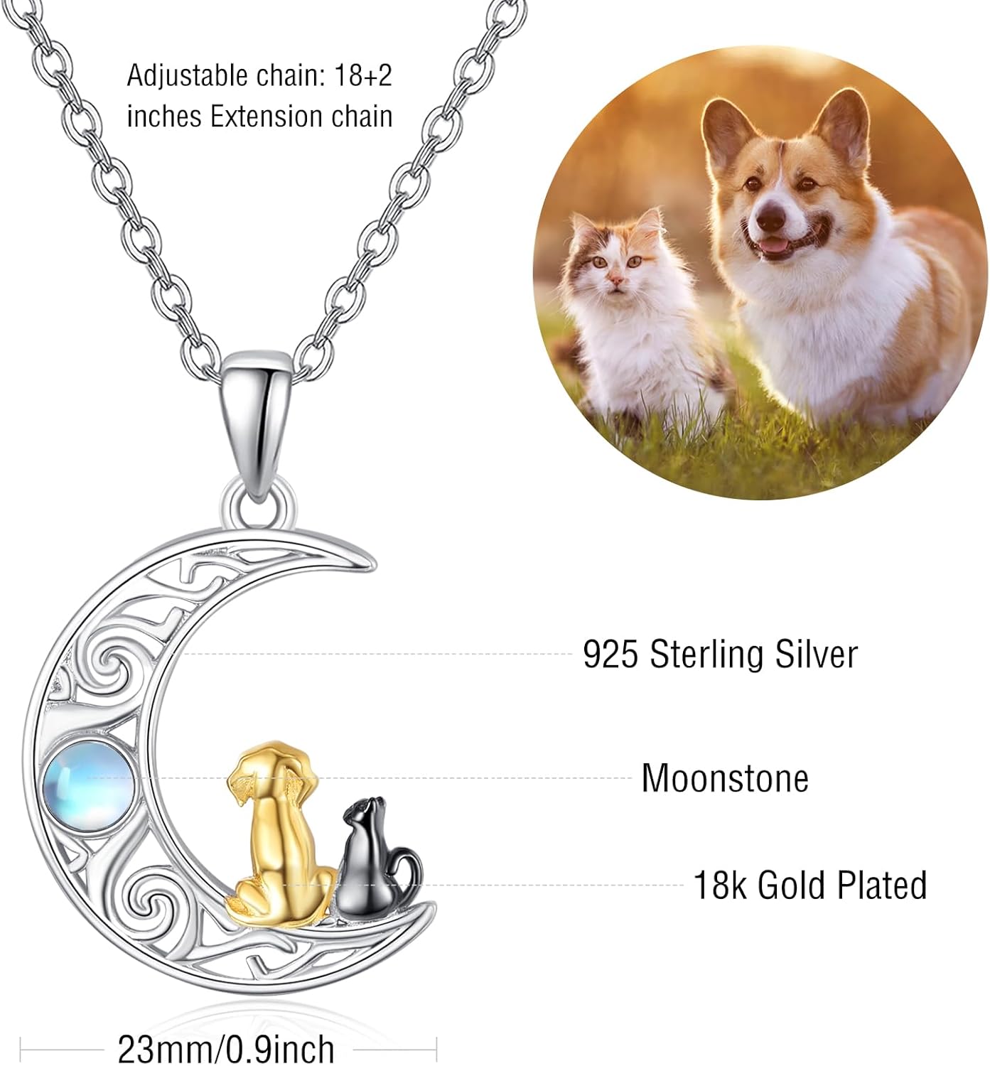 Palpitate Cat Dog Necklace Dog Cat Pendant Necklaces 925 Sterling Silver Lovely Animal Necklace Pet Lover Memorial Gifts Jewerly for Women Mom - Image 2