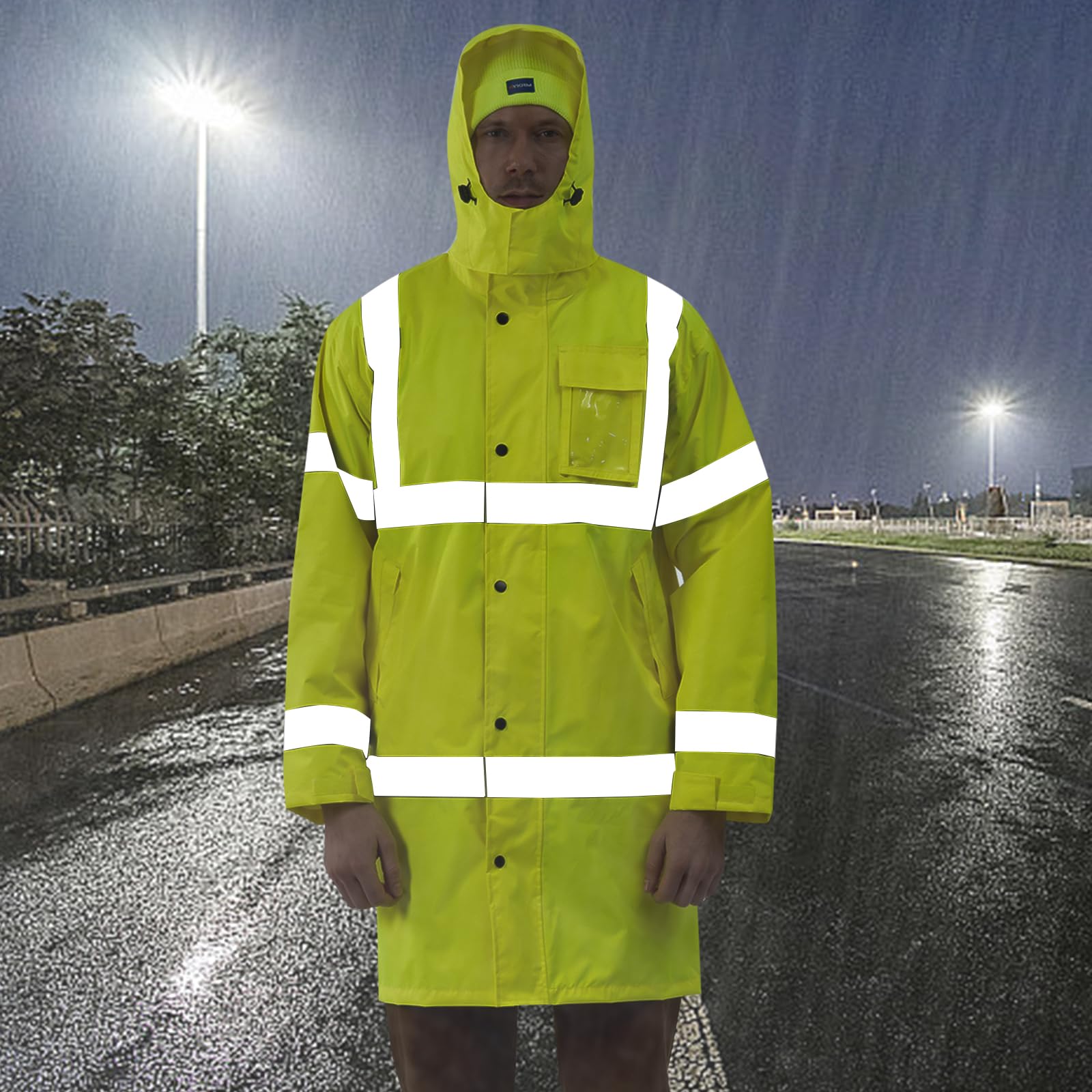 AYKRM Giacche impermeabili da lavoro di sicurezza Alta Visibilità fluo