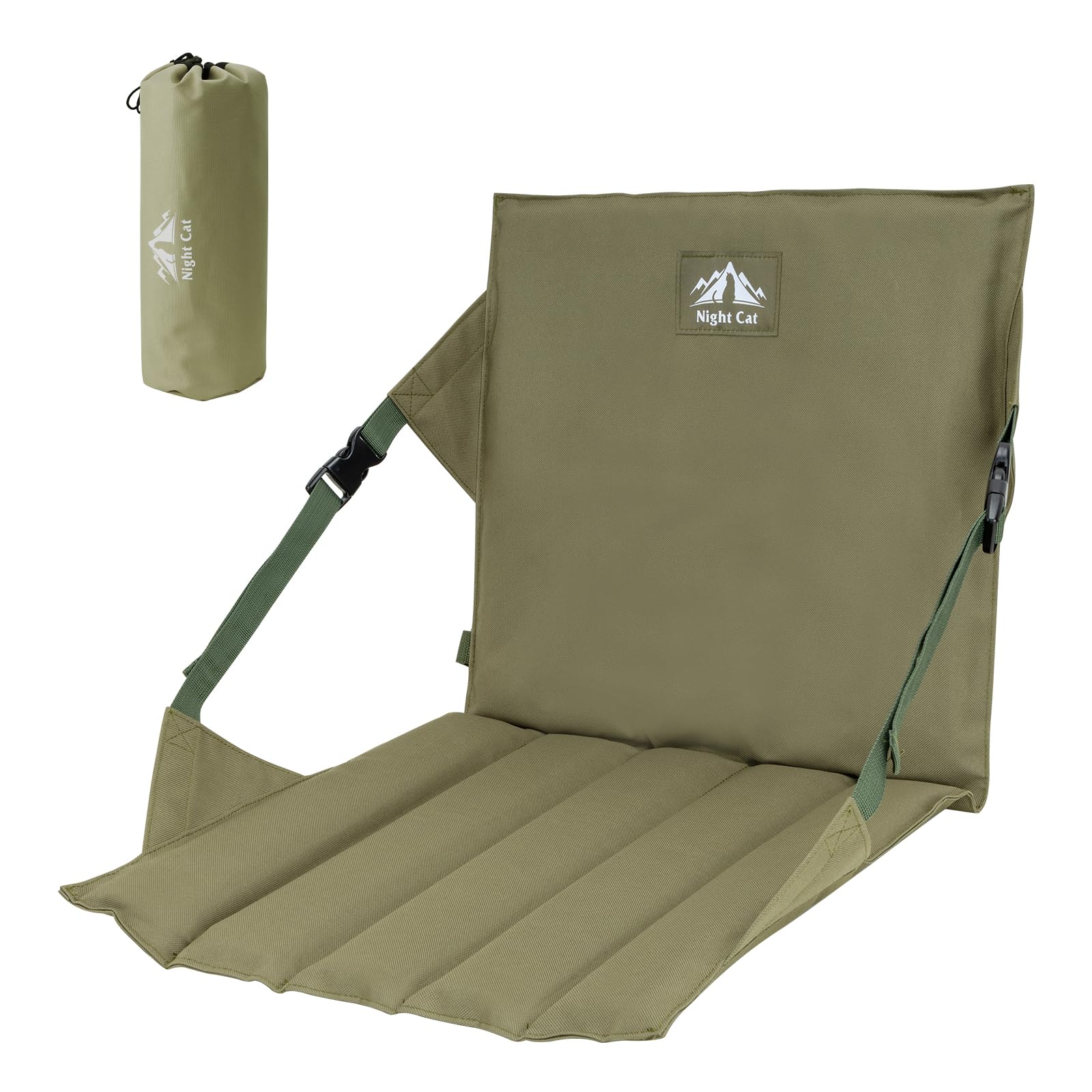 Night Cat Folding Stadium Seat: Portable Floor Chair with Back Support Lightweight for Camping Hiking and Beach