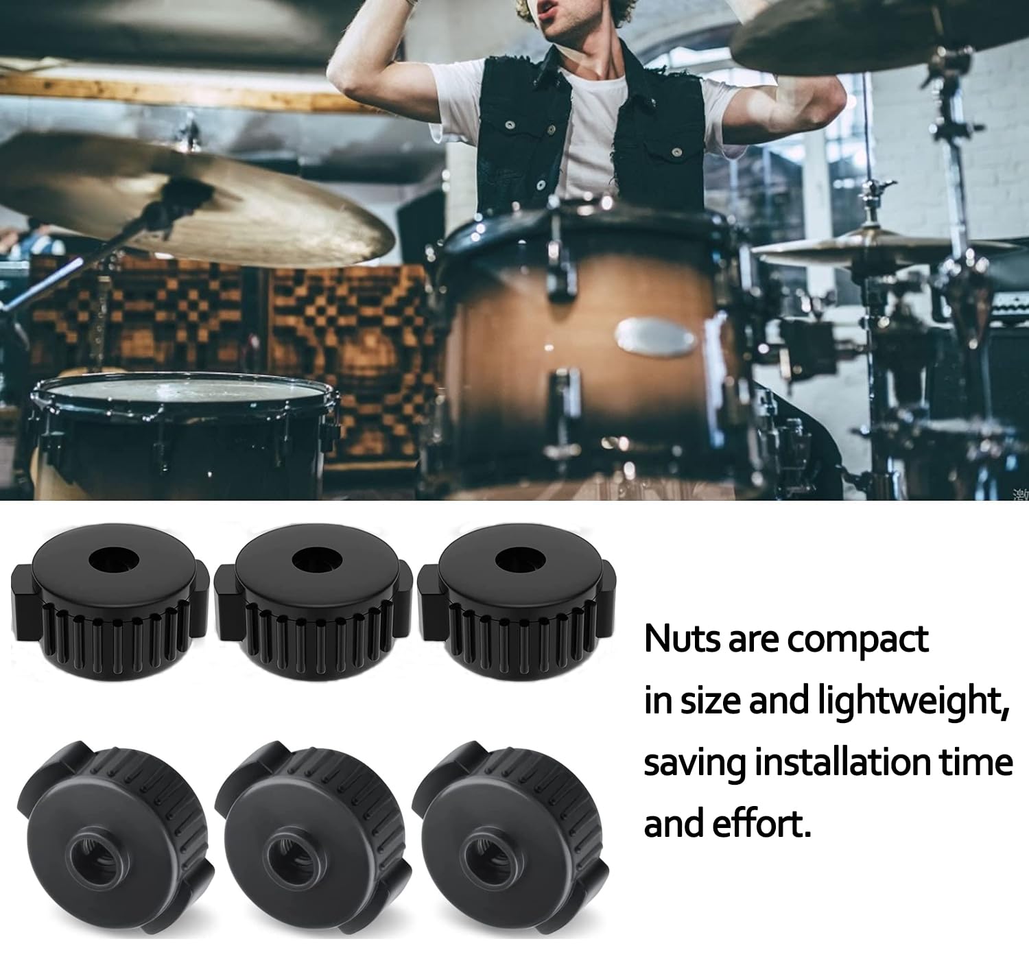 4 Dadi Piatti Per Piatti 8mm - Accessori Batteria Plastica Nera - Foto 8