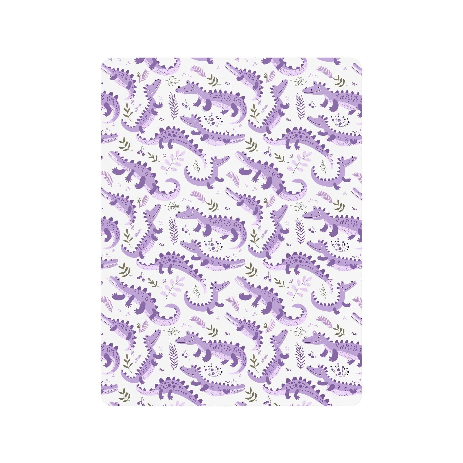 Sábanas de algodón para cuna de bebé, diseño de cocodrilos de lavanda animal, funda de cama suave para decoración de guardería, 1 paquete de sabanas para cuna