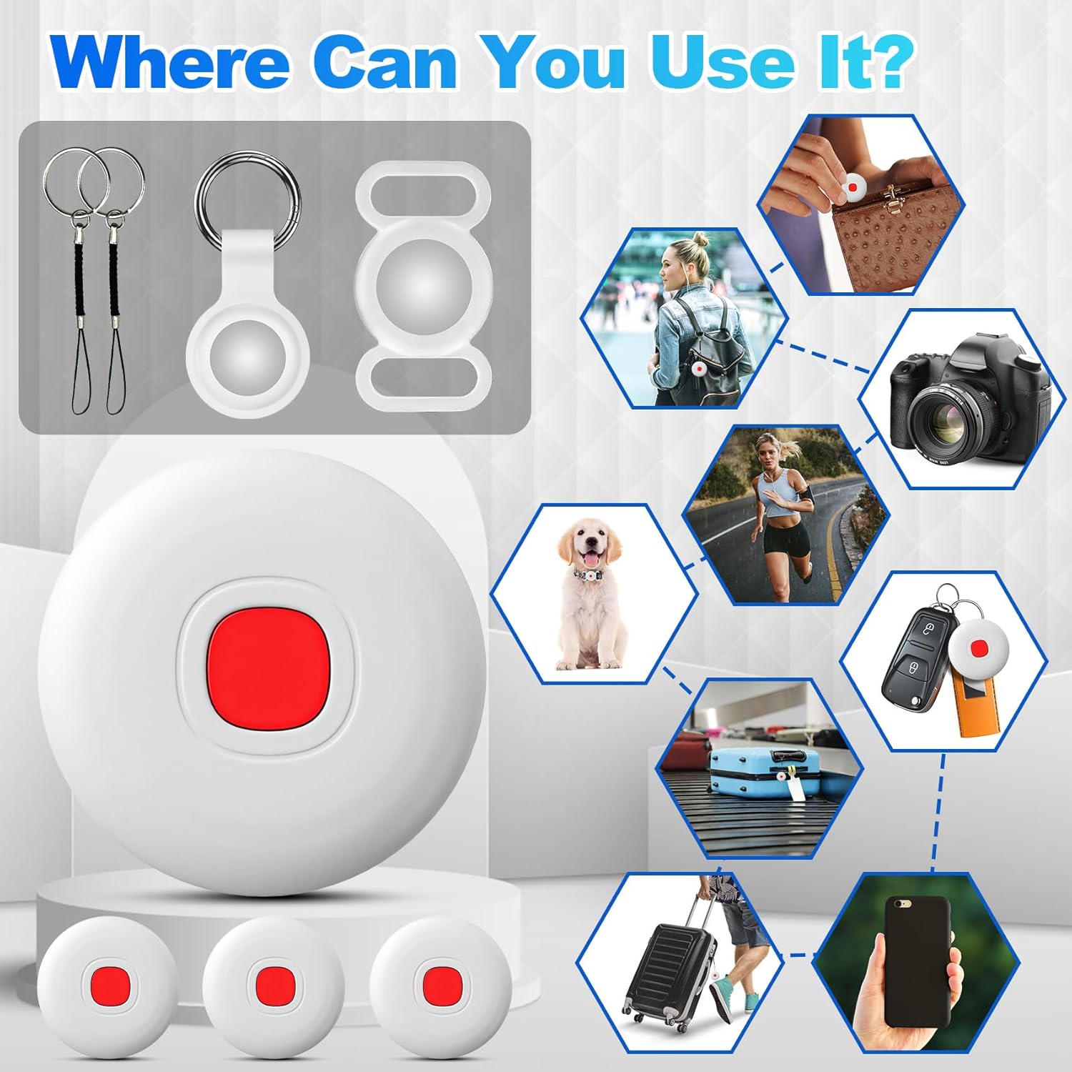 Tracker Tags-4 Pack Android Bluetooth Tracker for Android Tracker Tags, Google's Find Hub App, Item Finder for Android Luggage Tag Tracker, Waterproof Item Locator for Keys, Wallet (White)