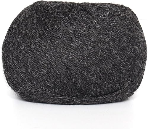 Miniatura 2 de Juego de 3 madejas de 100% lana de alpaca, peso DK, celestial, suave y perfecto para tejer y tejer (gris carbón, DK)
