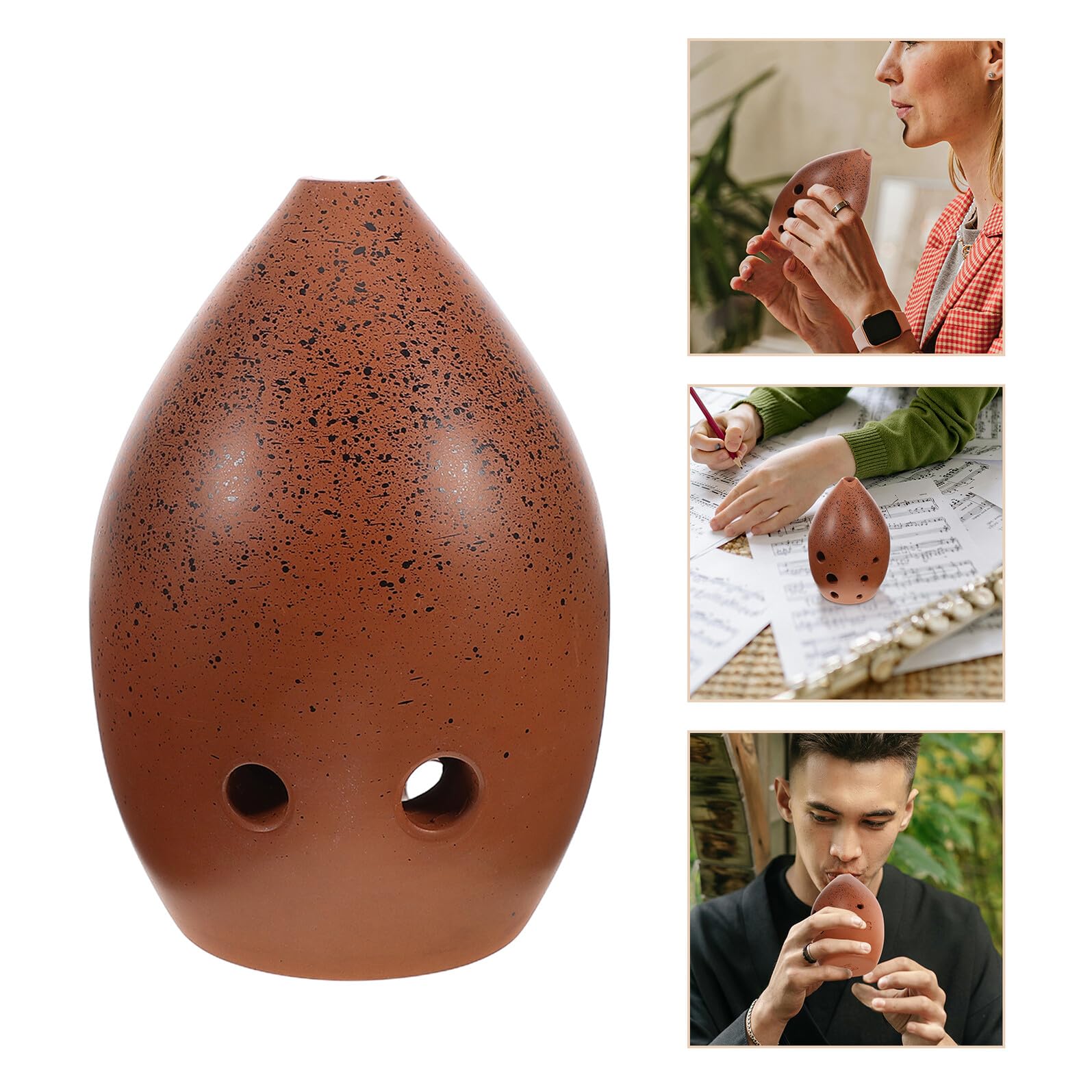 MAGICLULU Ocarina Flauto in Ceramica a 8 Fori G Tono Strumento Musicale Xun per Adulti e Bambini Principianti con Panno Pulizia Apprendistato Tradizionale Etnico