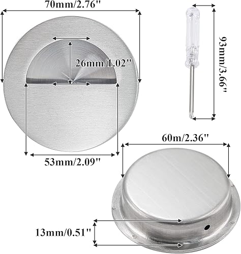 Miniatura 10 de Biaundo - 2 tiradores redondos empotrables para gabinete, tiradores de acero inoxidable para puerta de granero deslizantes para armario, gabinete,