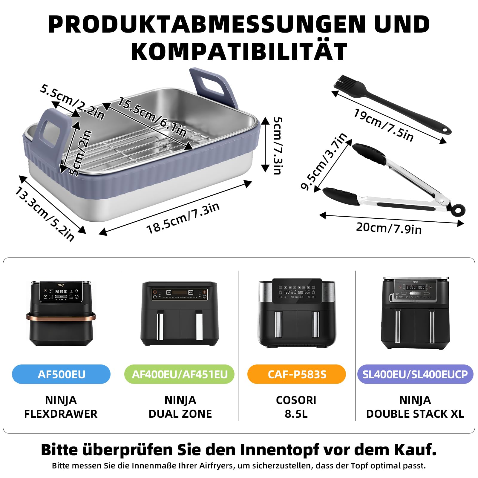 Fuente de horno Airfryer accesorios 6 piezas para Ninja AF400EU/AF500EU