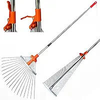 Vassoura Rastelo Metálica Regulável com Cabo, Hastes Antiferrugem Abertura de 18 a 57cm e Alcance de Altura de 120 a 159cm - Merax