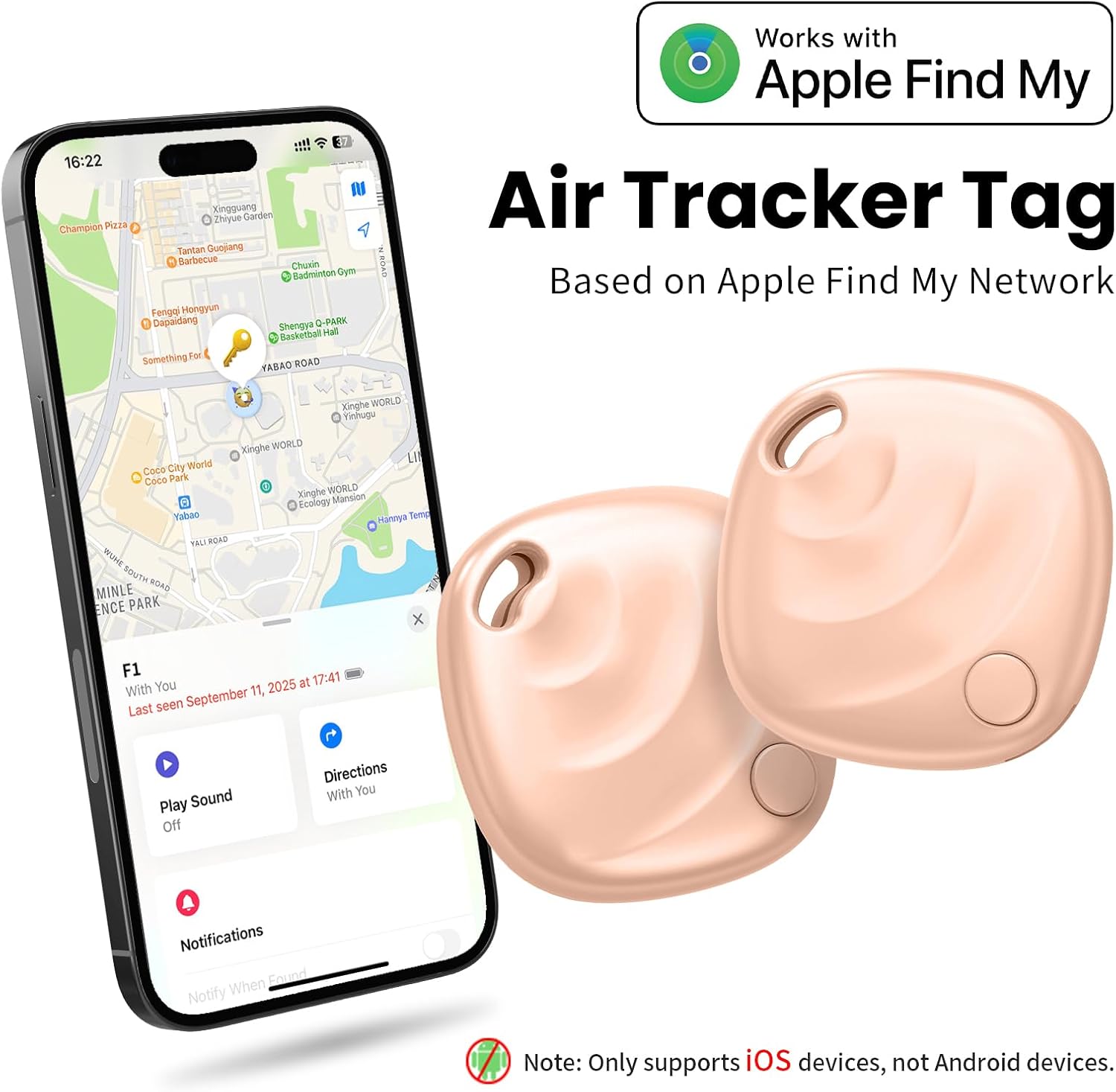 [Certificado por Apple MFi] Tracker Tag 1 Pack (Sólo iOS), Smart Tag Localizador con Buscar Apple, Localizador Bluetooth Rastreador, Buscador de Llaves para Coche/Carteras/Equipaje, Rosa 3