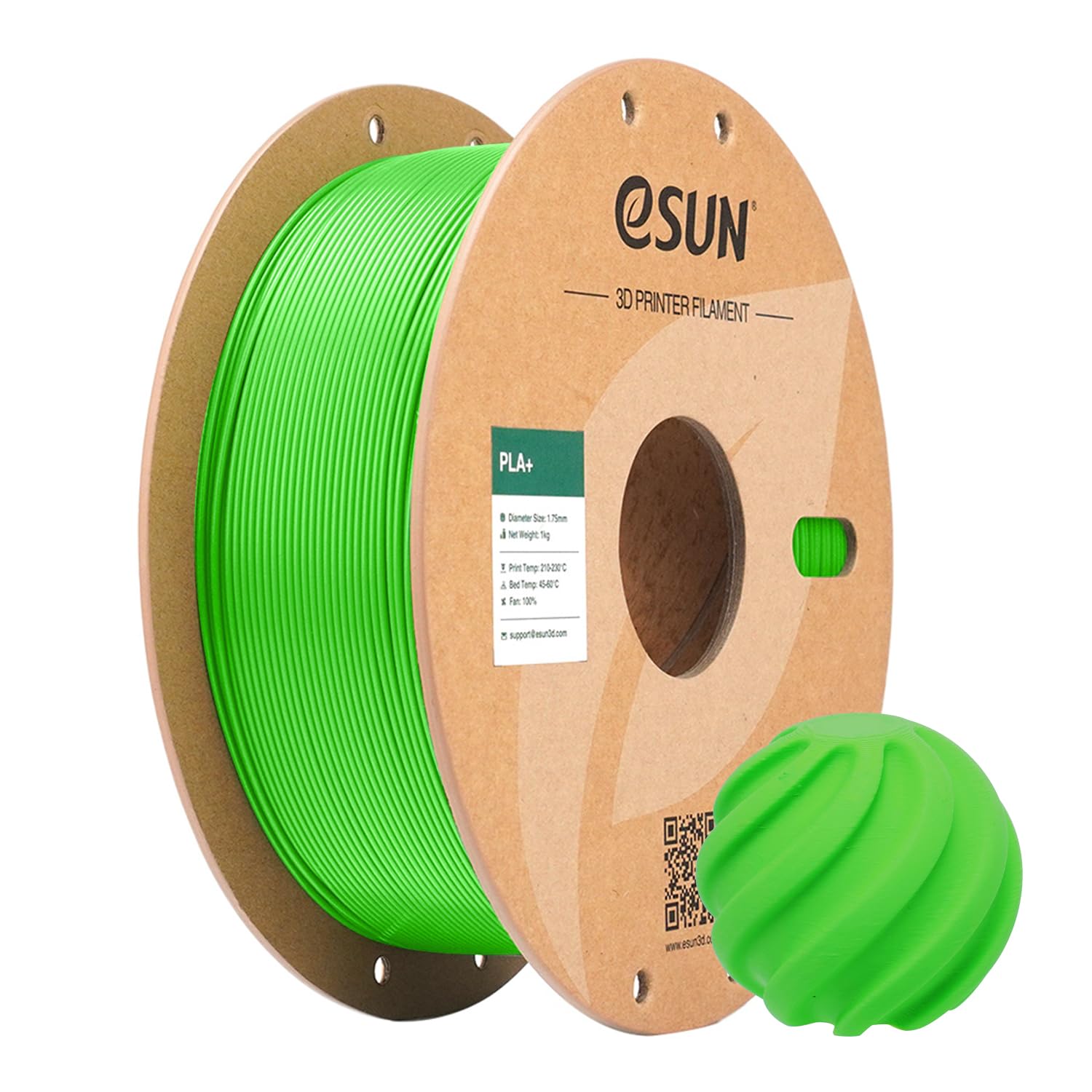 eSUN PLA+ Filament 3D Printer Filament PLA Plus 1KG Peak Green | Dimensional Accuracy +/- 0.03mm, 1.75mm 1KG Spool(2.2 LBS) 3D Printer Filament for 3D Printers