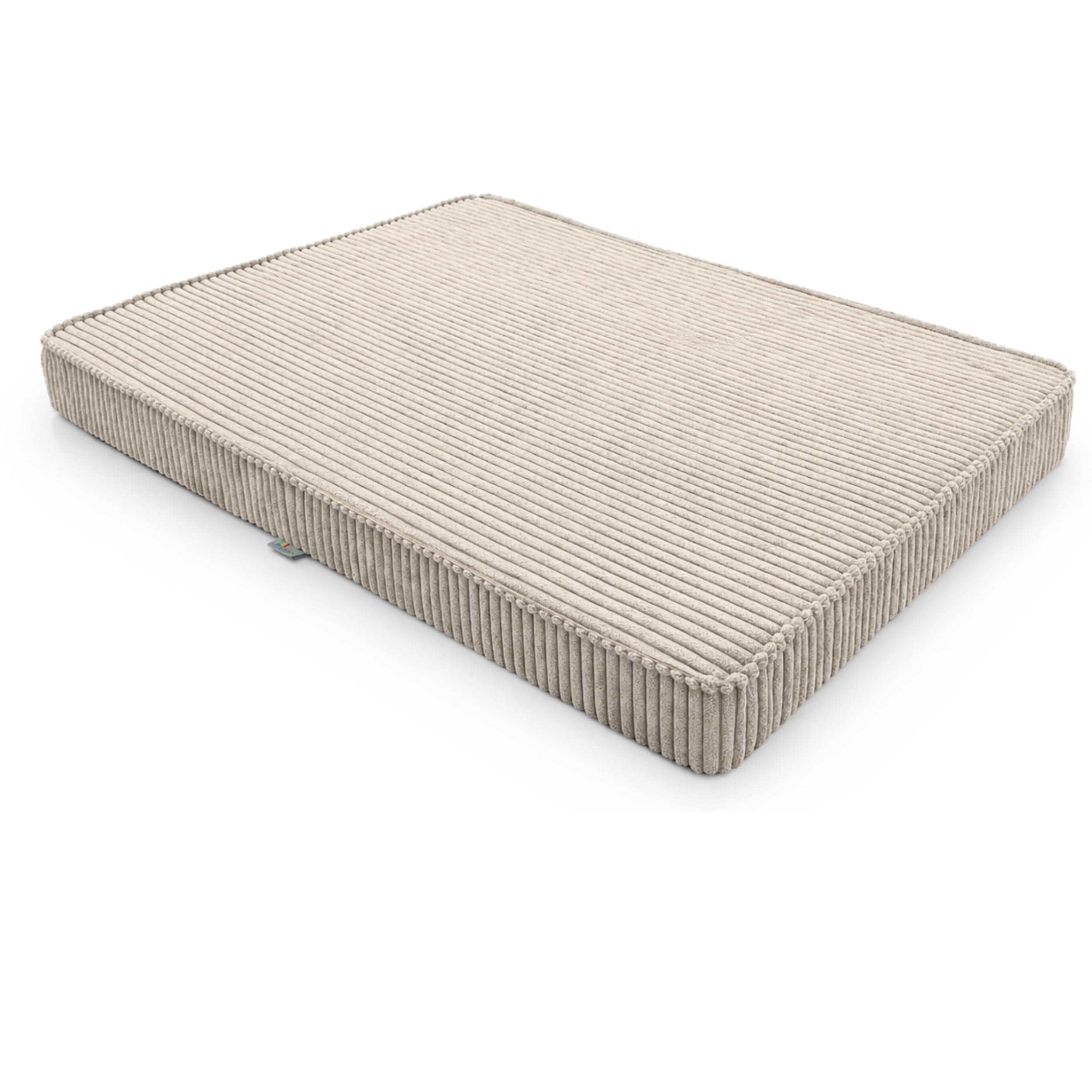 FORTISLINE Hundebett mit abnehmbarem Bezug - Hundematte aus POSO Stoff mit Rutschfester Unterseite und Schaumstofffüllung für Zuhause und Indoor-Kennel (Beige, L: 90 x 60 x 8 cm)