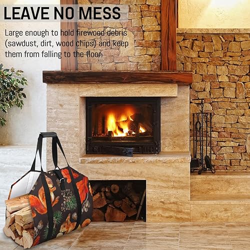 Miniatura 33 de Bolsa de transporte de leña de gallo, grande, duradera, para chimenea, accesorios para estufas de leña de 39 x 18 pulgadas, soporte para leña