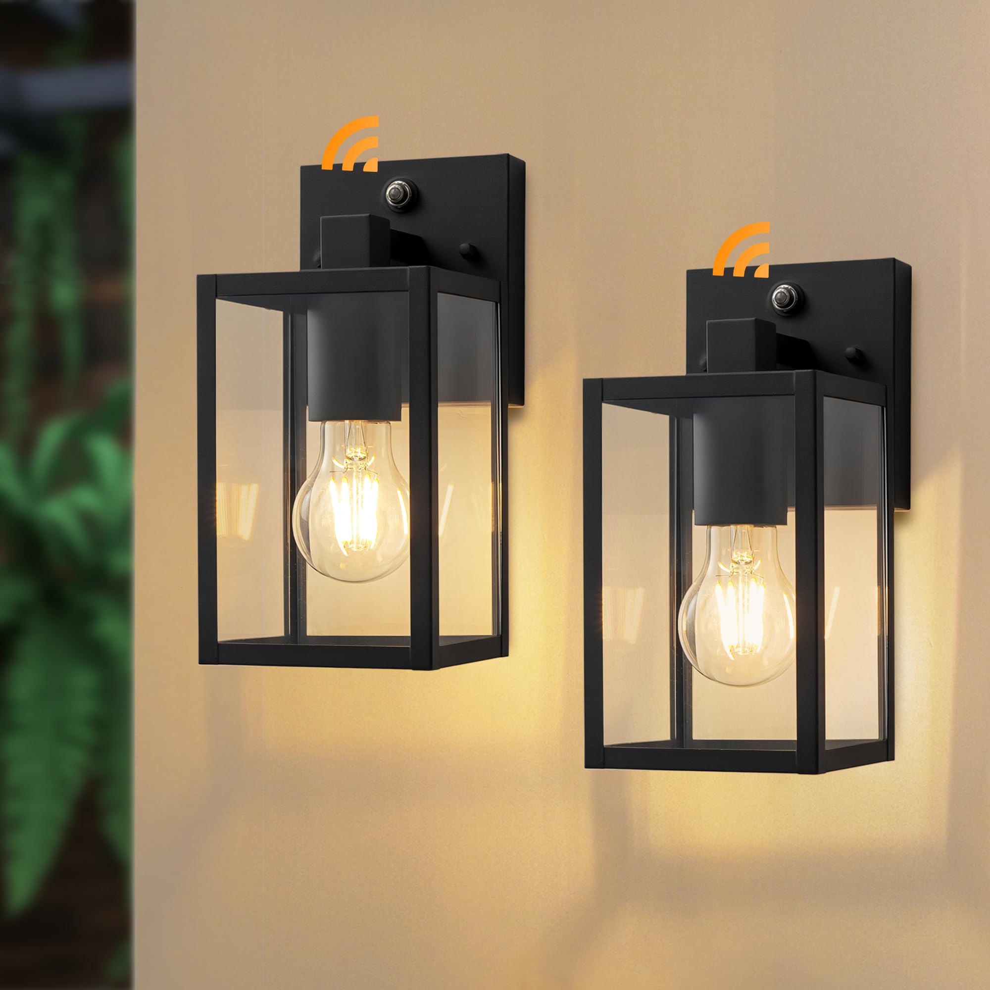 FTL Außenwandlampe mit Dämmerungssensor 2-pack, E27 Kleine Aussenlampe Wand, Ausenbeleutung Hauswand Sicherheitsbeleuchtung mit automatischem Ein-/Ausschalten, IP44 Außenwandlaterne für Garten Flur
