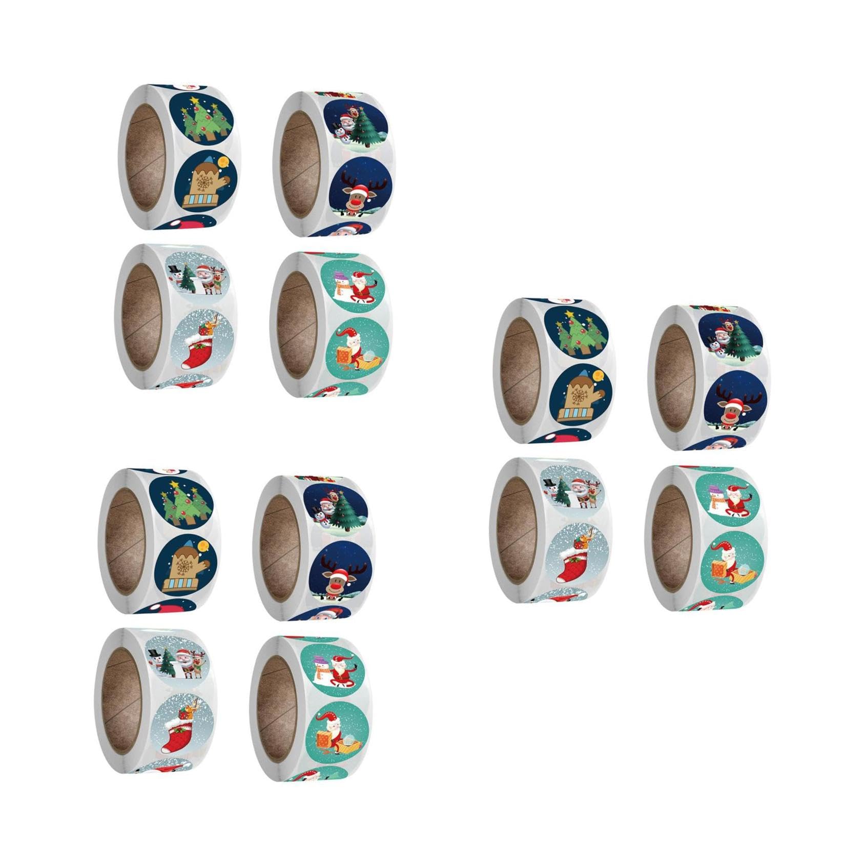 Tofficu 12rotoli Adesivi Natalizi Autoadesivi Stickers Per Decorazioni Biglietti e Pacchetti Per e Celebrazioni