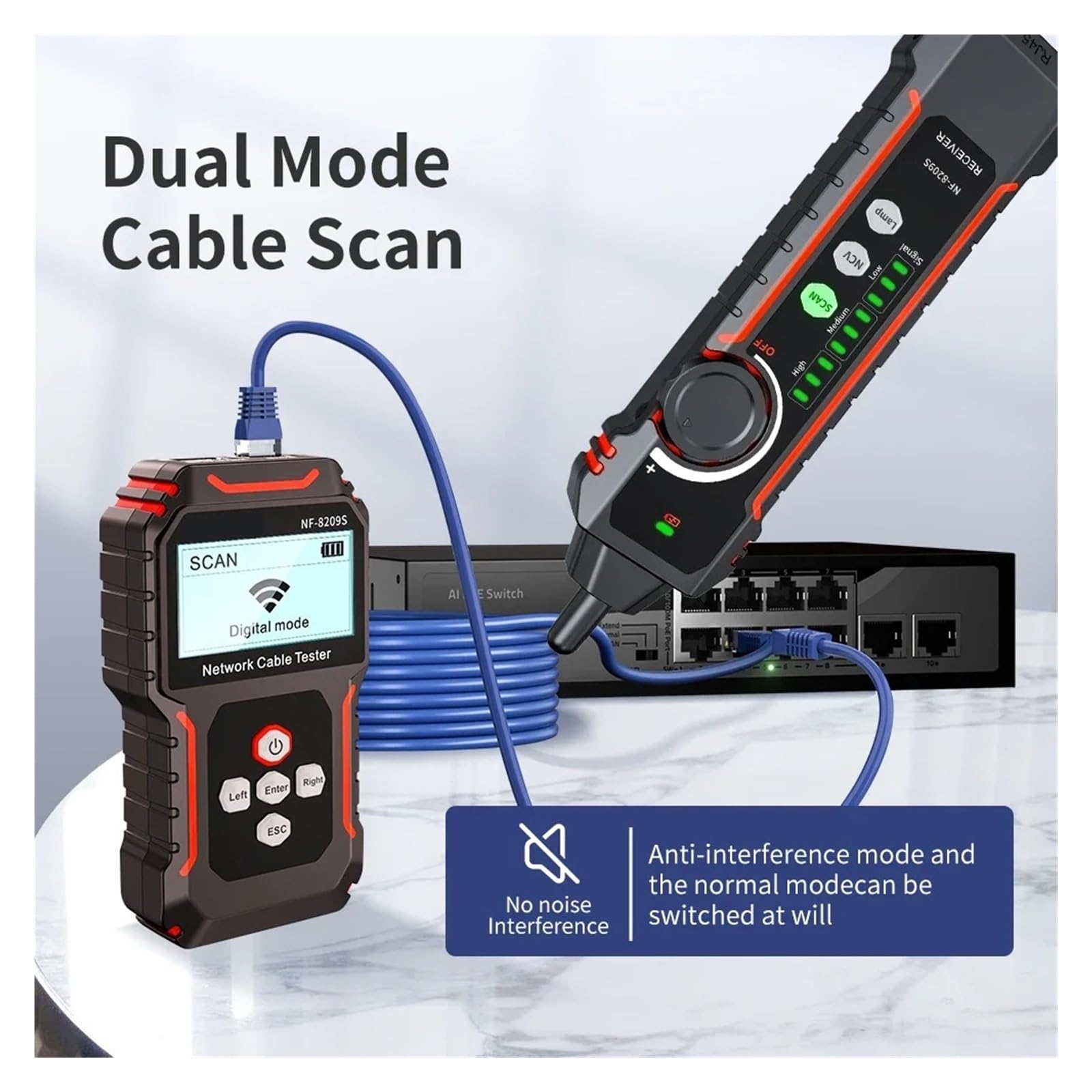 Netzwerkkabeltester, Netzwerkkabeltester, Cat5 Cat6-Verfolgung, PoE, Längenerkennung, Durchgangstest Mit NCV Und Lampe,für Netzwerkkabel